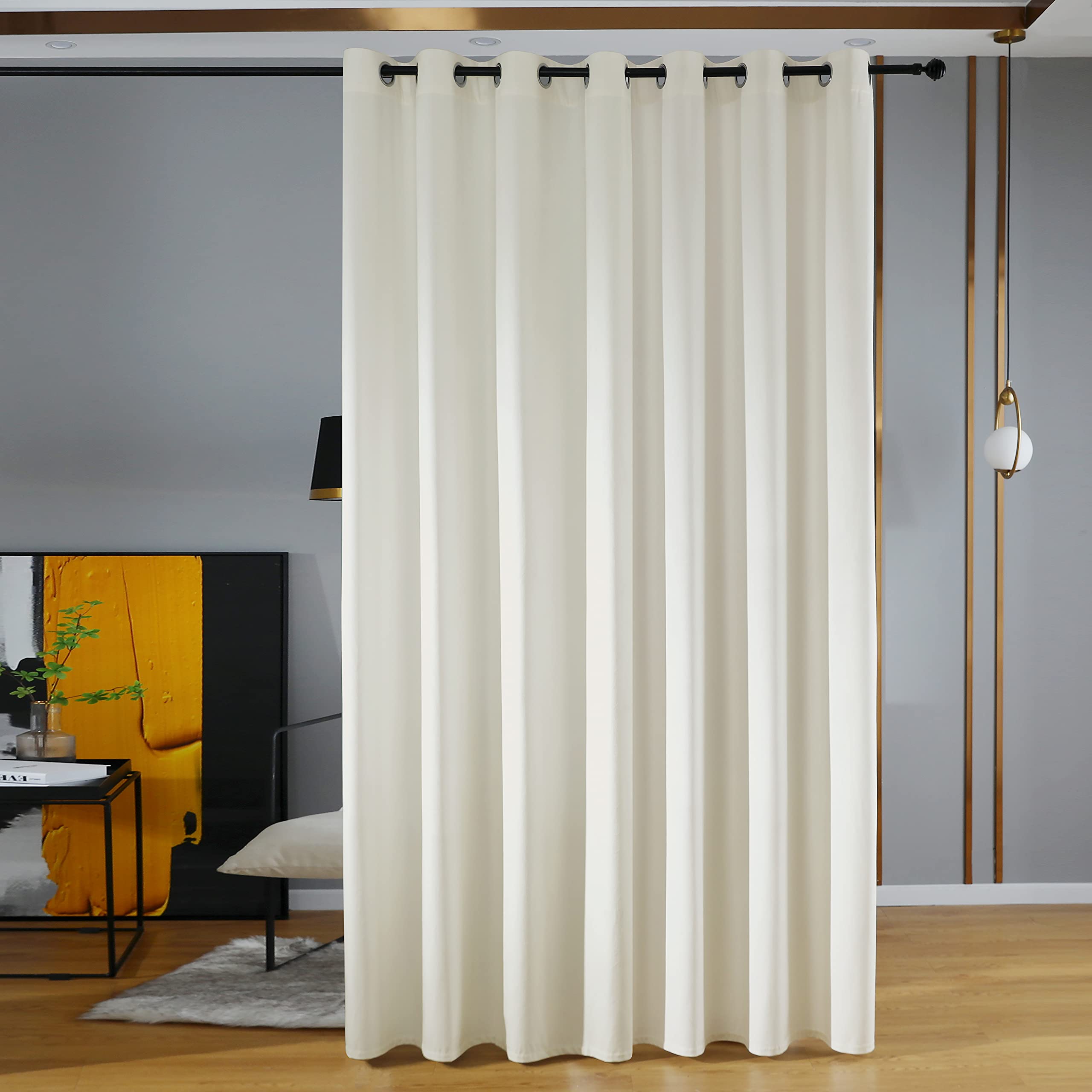 WOWOTEX White Velvet Curtains for Bedroom - 1 Panel Soft Wide Window Curtain 84 inch Long Grommet Drapes for Fitting Room, Living Room, Studio, Cream White, 106 x 84 inches