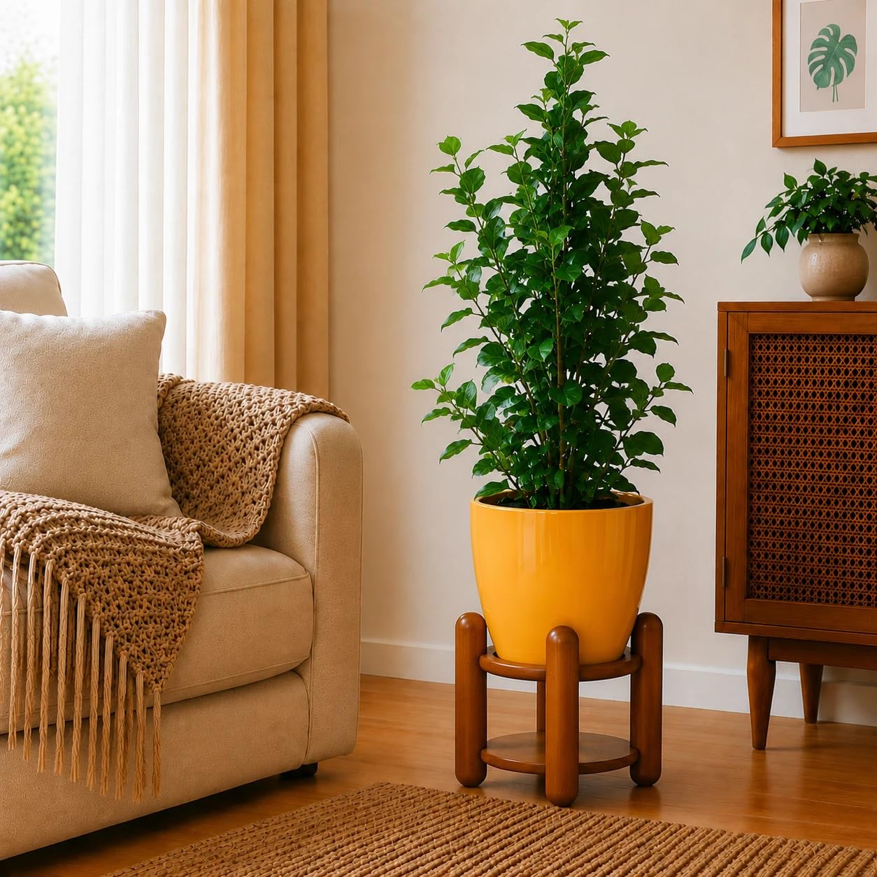 Ficus Moclame Plant | Indoor Live Plant with Decorative Planter | XL | Air Purifying & Low Maintenance | Home & Office Decor | Yellow-image-40