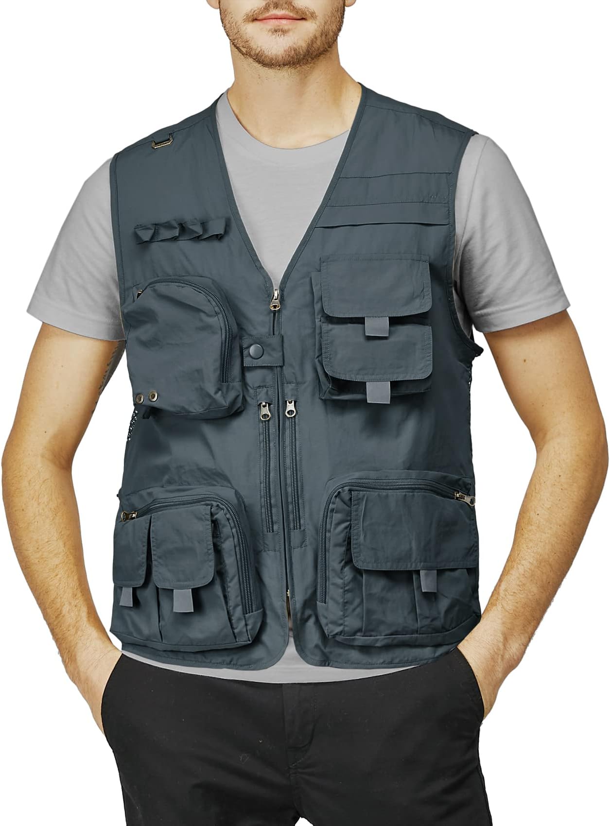 Men's Active Wear Outdoor Vests Work Safari Fishing Travel Utility Summer Vest