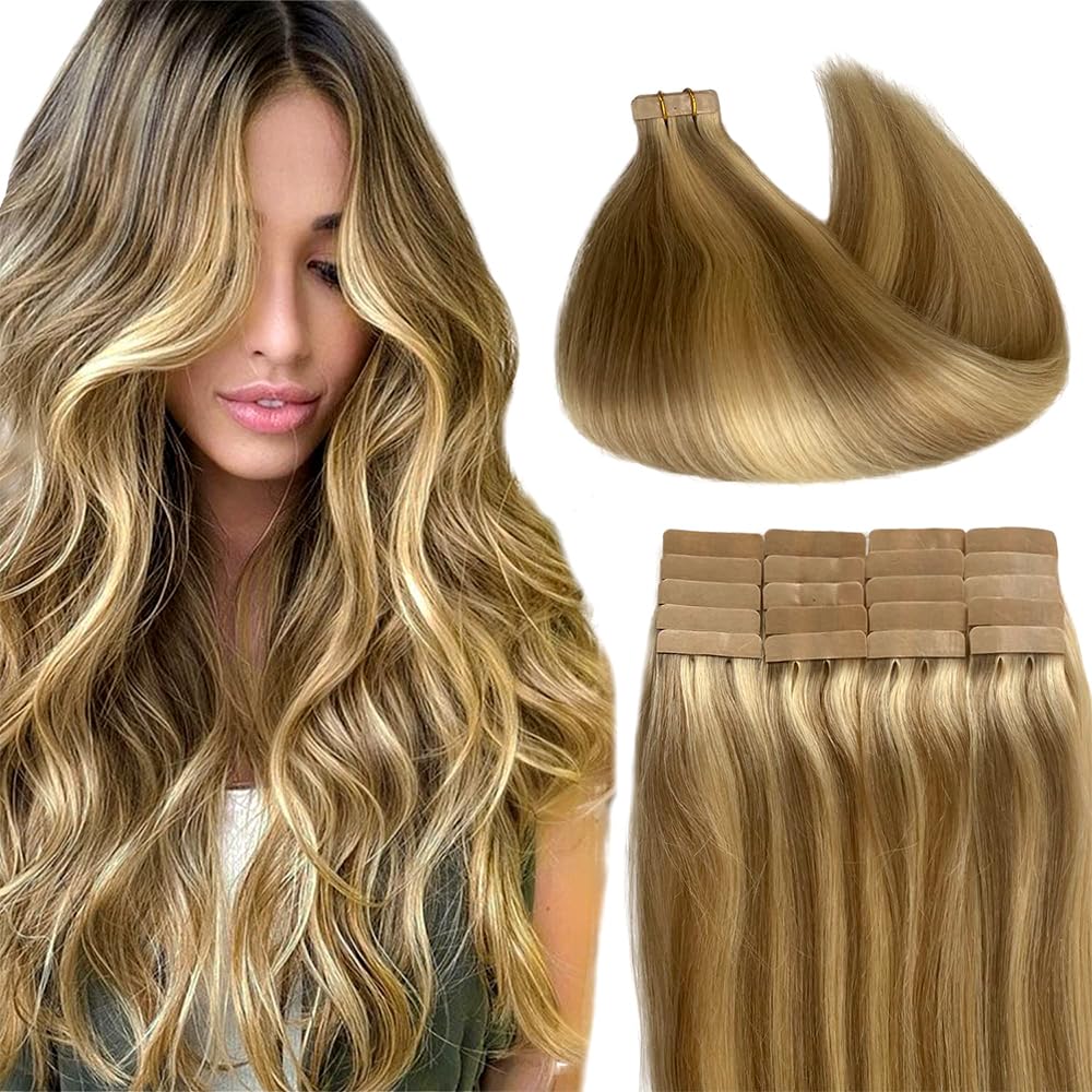 Amazon.com : Tape In Hair Extensions, 22 Inches Blonde Hair 