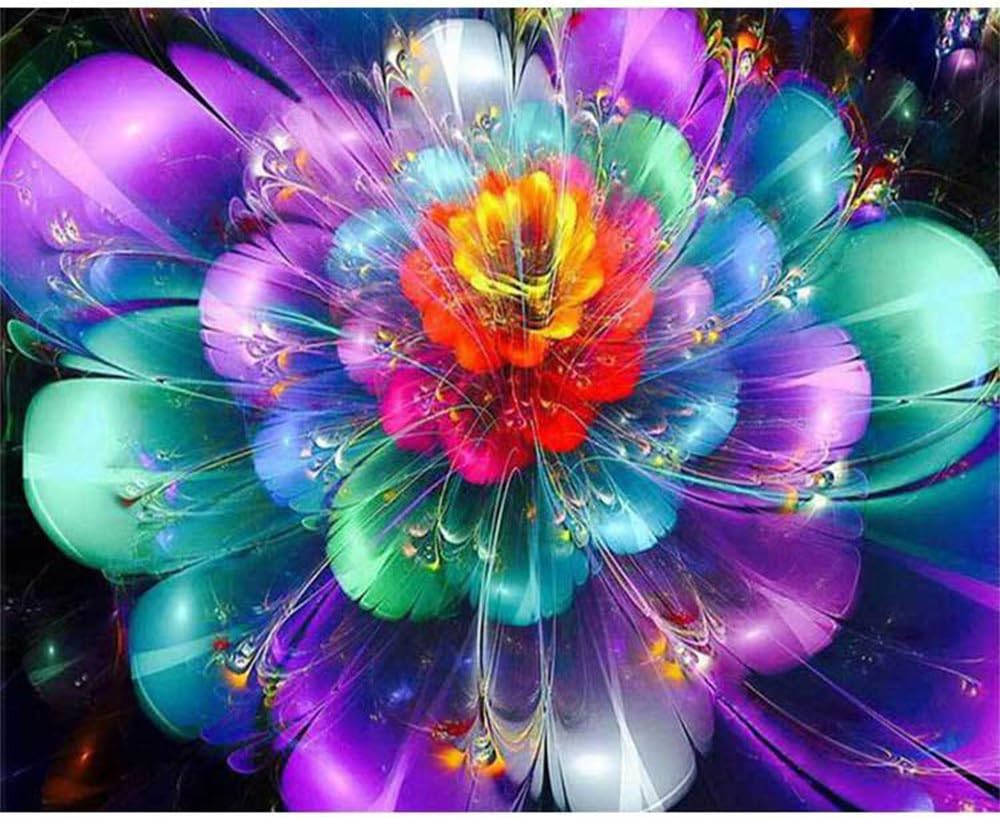 ZEJEUER 5D DIY Diamond Painting Full Drill Flower Pattern Rhinestone Diamond Embroidery Paintings ZS015 (Multicolored Flowers,20x25cm)