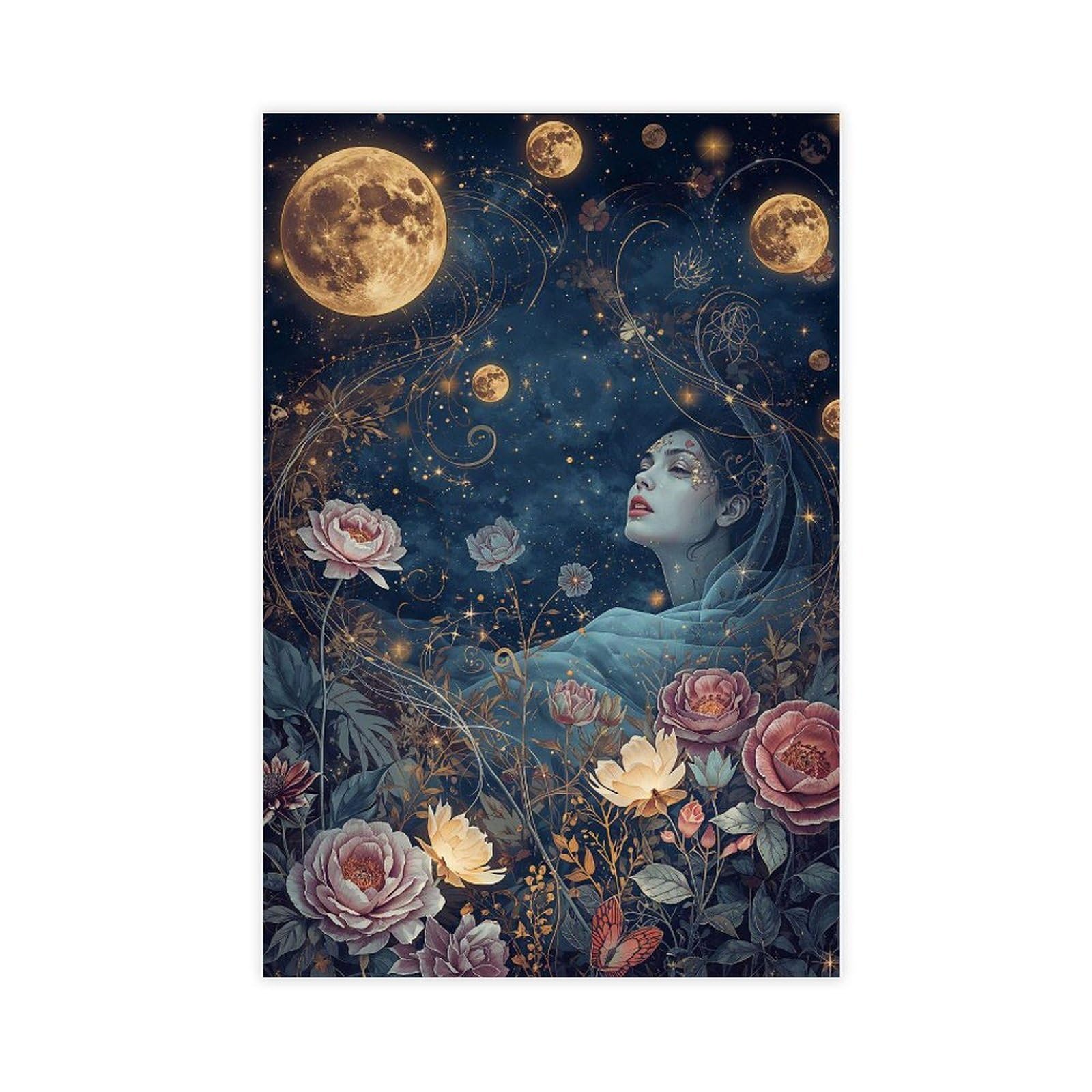 WRTYVE Lunar Reverie Poster Canvas Poster for Home Decor Gift