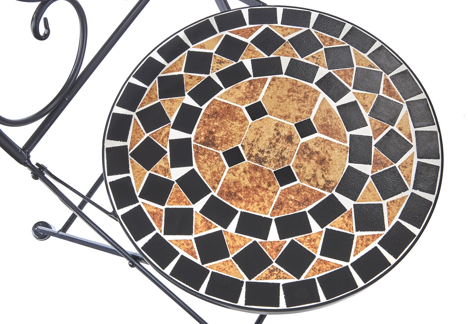 Kobolo Tischgruppe Gartenmöbel Mosaik 1 Tisch 2 Stühle schwarz