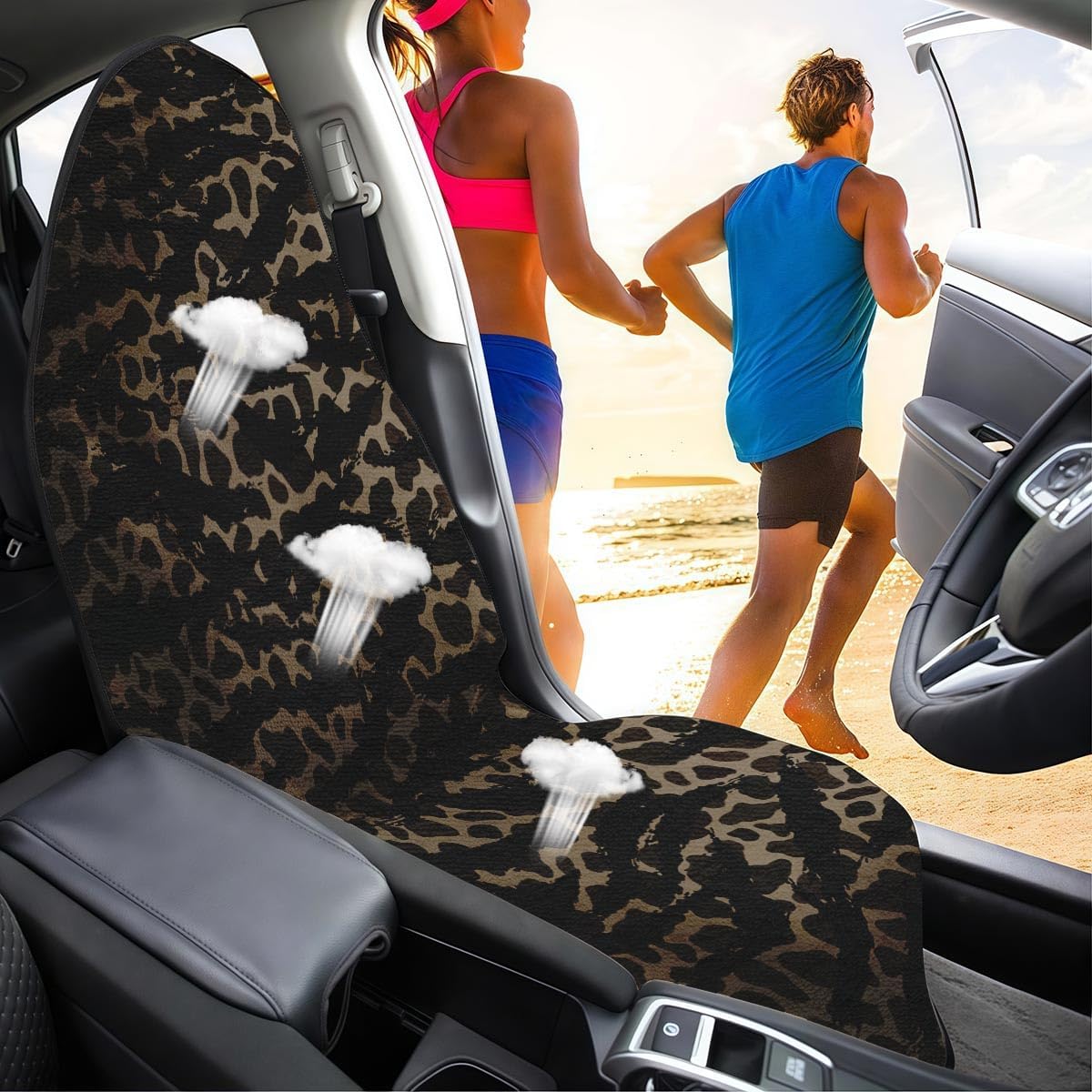 Car Seat Cover Towel, for Gym, Universal Fit Non-Slip, Brown Valley image 2