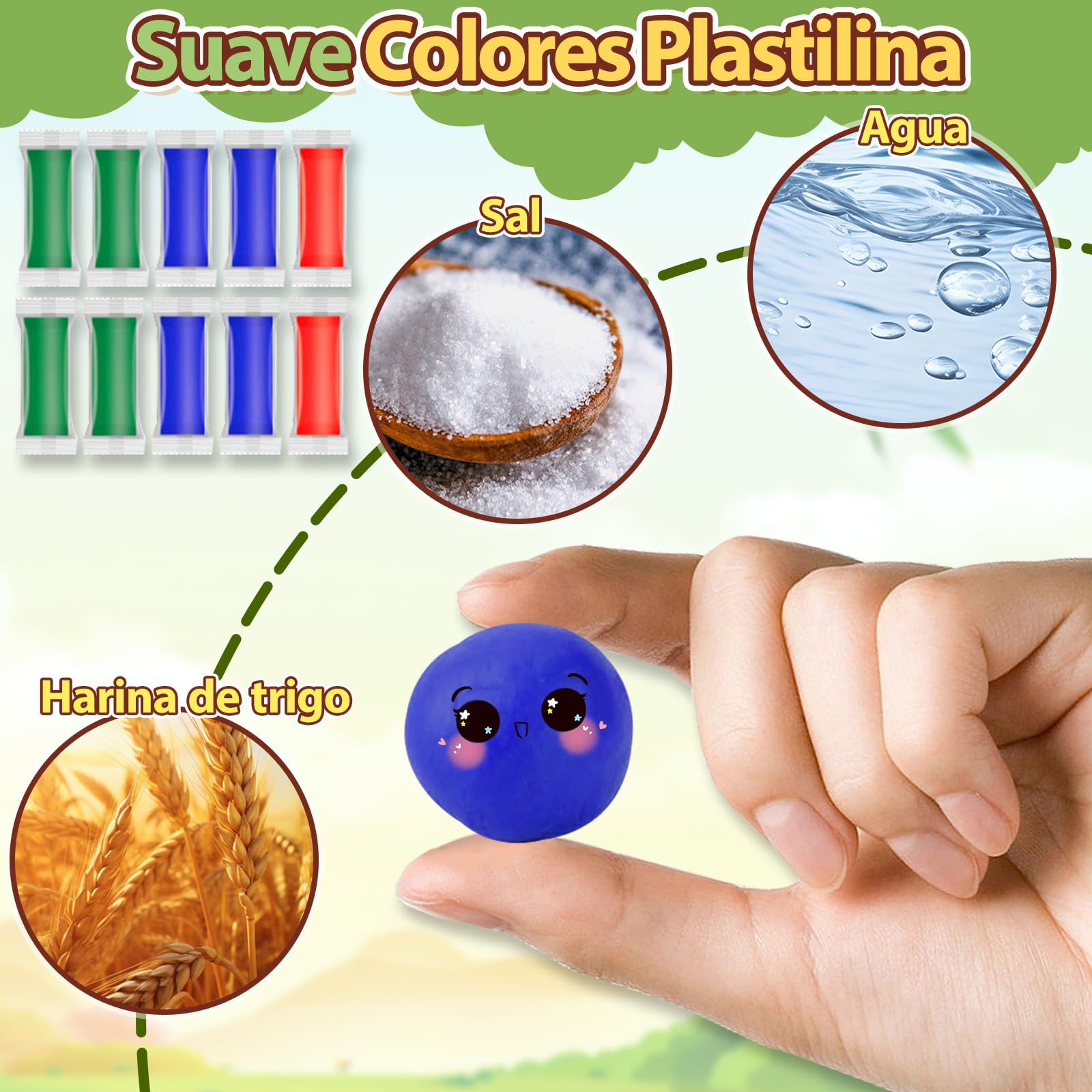 VBACALA Set de Plastilina de Dinosaurios para Niños + Accesorios,Juego Creativo con Accesorios de Plastilina,Herramientas y Dinosaurio Moldes,Juguete Educativo Seguro Partir de 3 Años