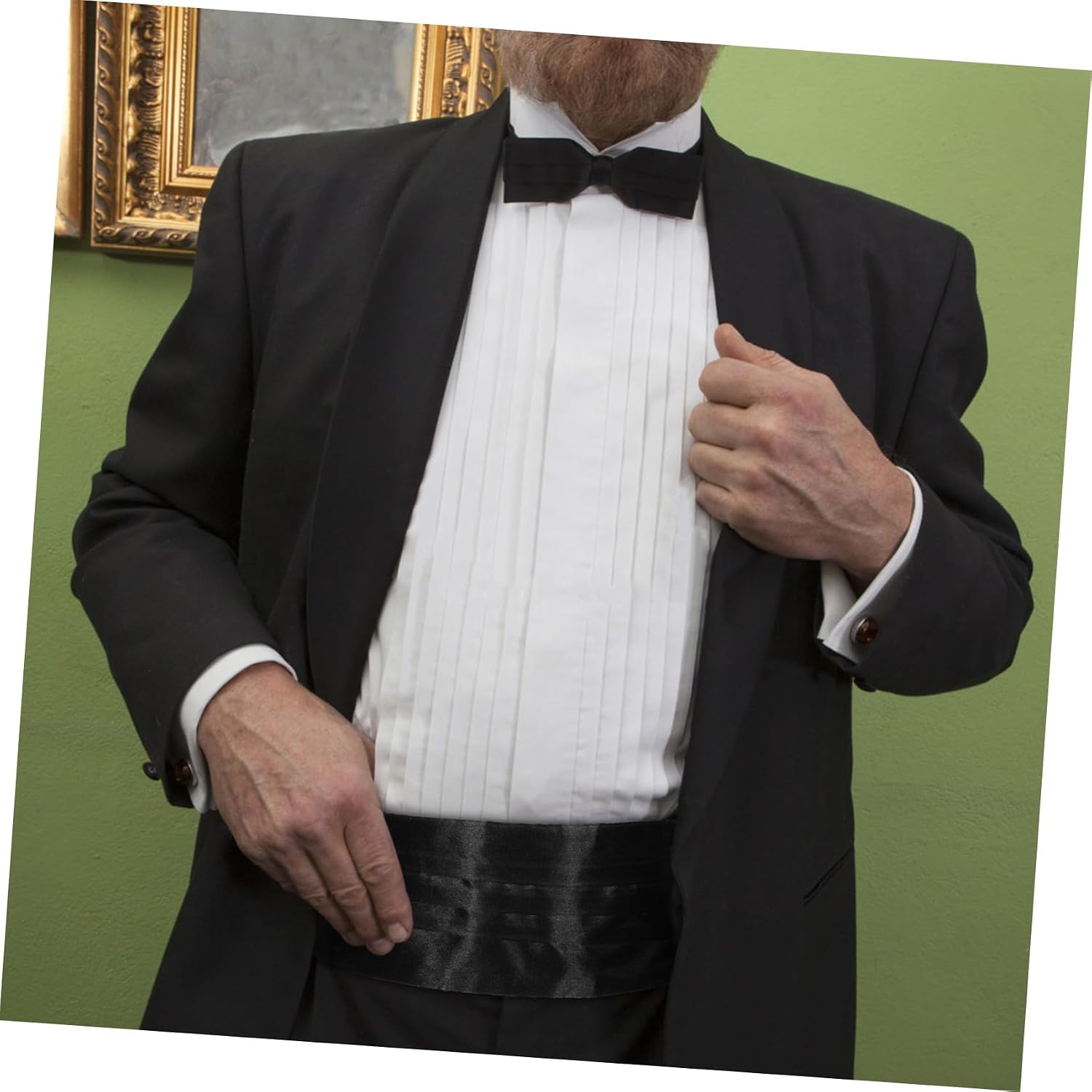 Men's Satin Cummerbund Set Bow Tie and Pocket Square Adjustable Formal Accessories for Weddings and Special Occasions Classic Black Tuxedo Style