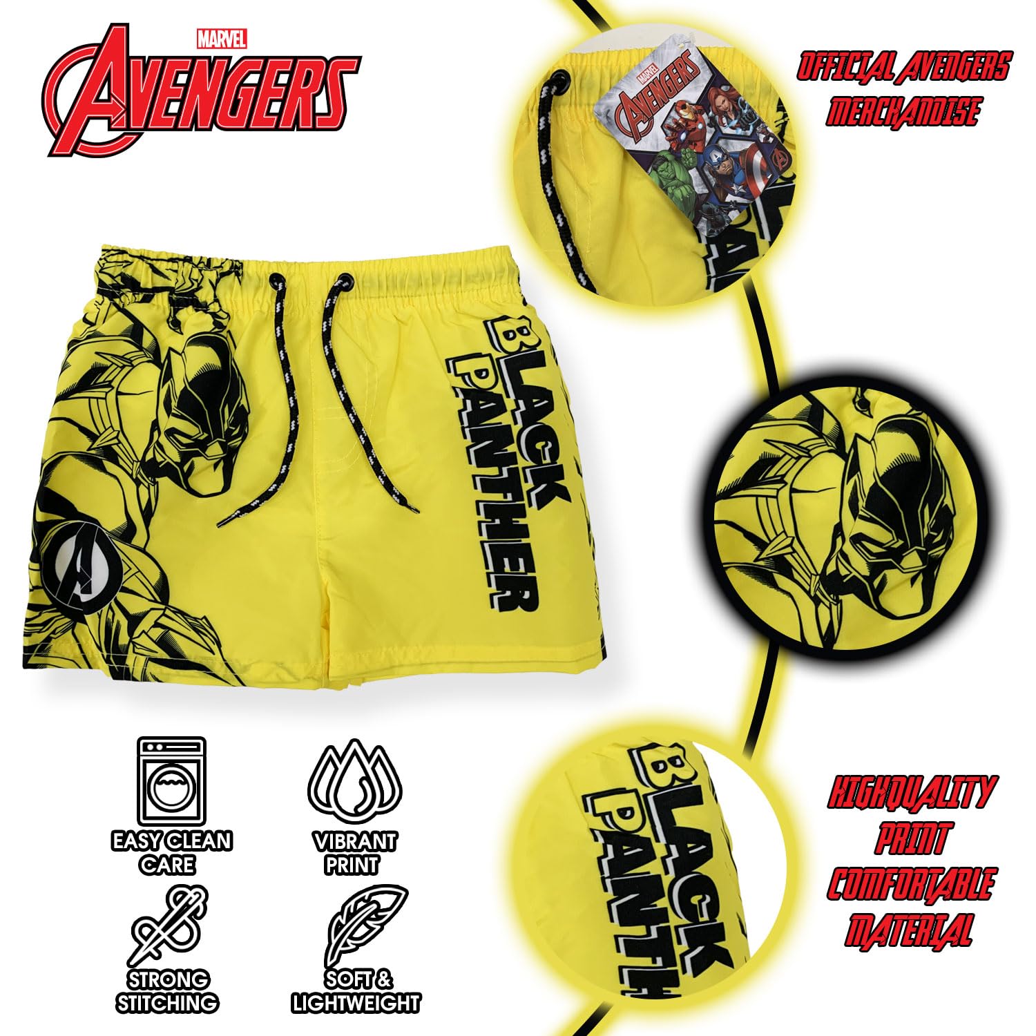 SUN CITY Costume Bermuda Avengers, Marvel, Pantaloncino da Mare Bambino