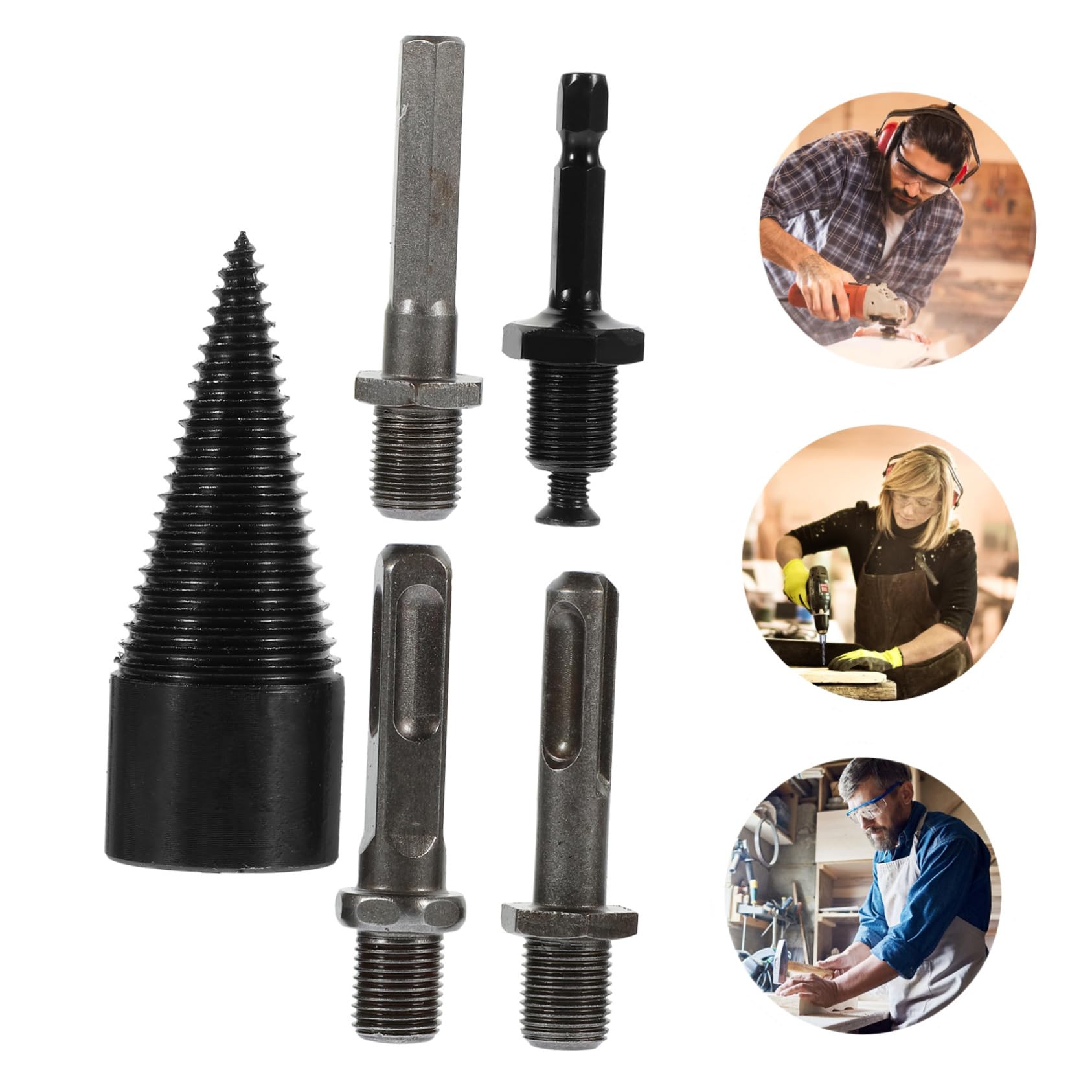 Abaodam 3 Set Manufatto Di Legna Da Ardere Falegnameria Utensili Trapano Elettrico Punte Per Legna Da Ardere Punta Da Trapano A Cono Acciaio Al Carbonio Black 5 Pezzi*3