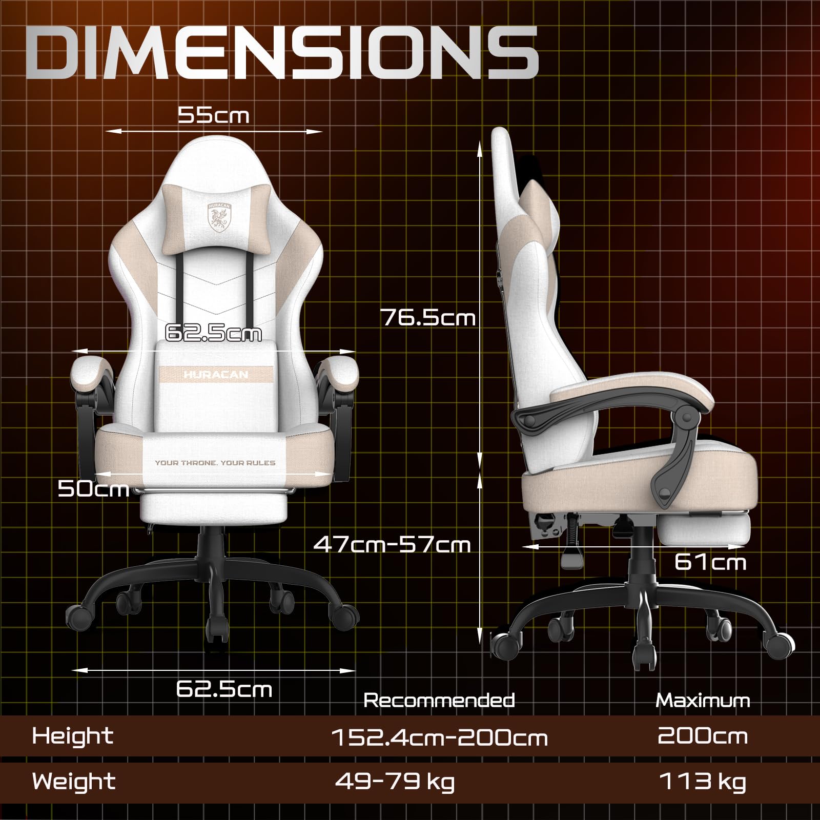 Verdego Chaise Gaming Ergonomique, Fauteuil Gaming avec Coussin Lombaire Massant, Repose-Pieds Rétractable, Accoudoirs Réglables, Tissu Cuir, Chaise Gamer Dossier Inclinable 135°, Beige Kaki