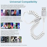 Vista 7 de Cable en espiral USB C para Android Auto, paquete de 2 cables retráctiles tipo C de carga rápida Samsung Cable de carga rápida para Samsung Galaxy