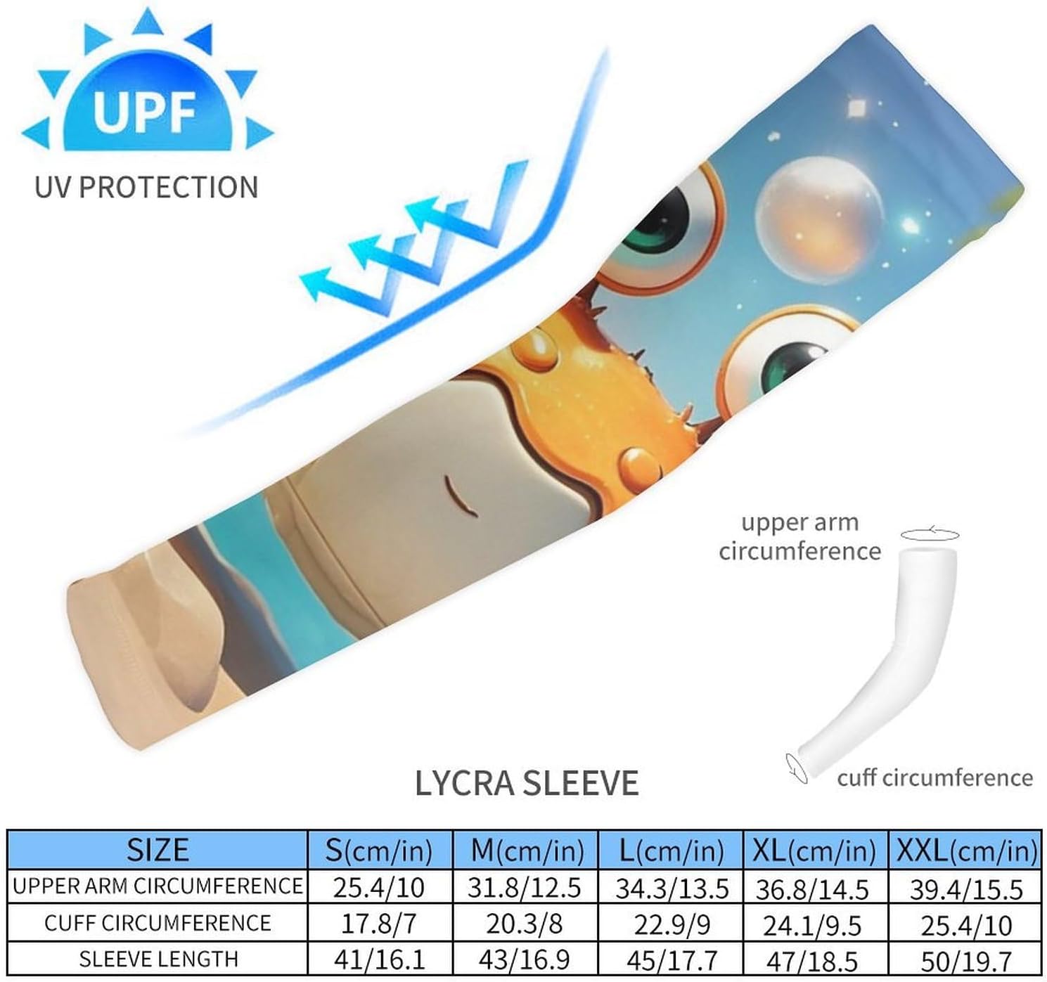 Summer Cartoon Crab Arm Sleeves for Men Women Sun Protection Sleeves Cooling Compression Arm Covers for Sport