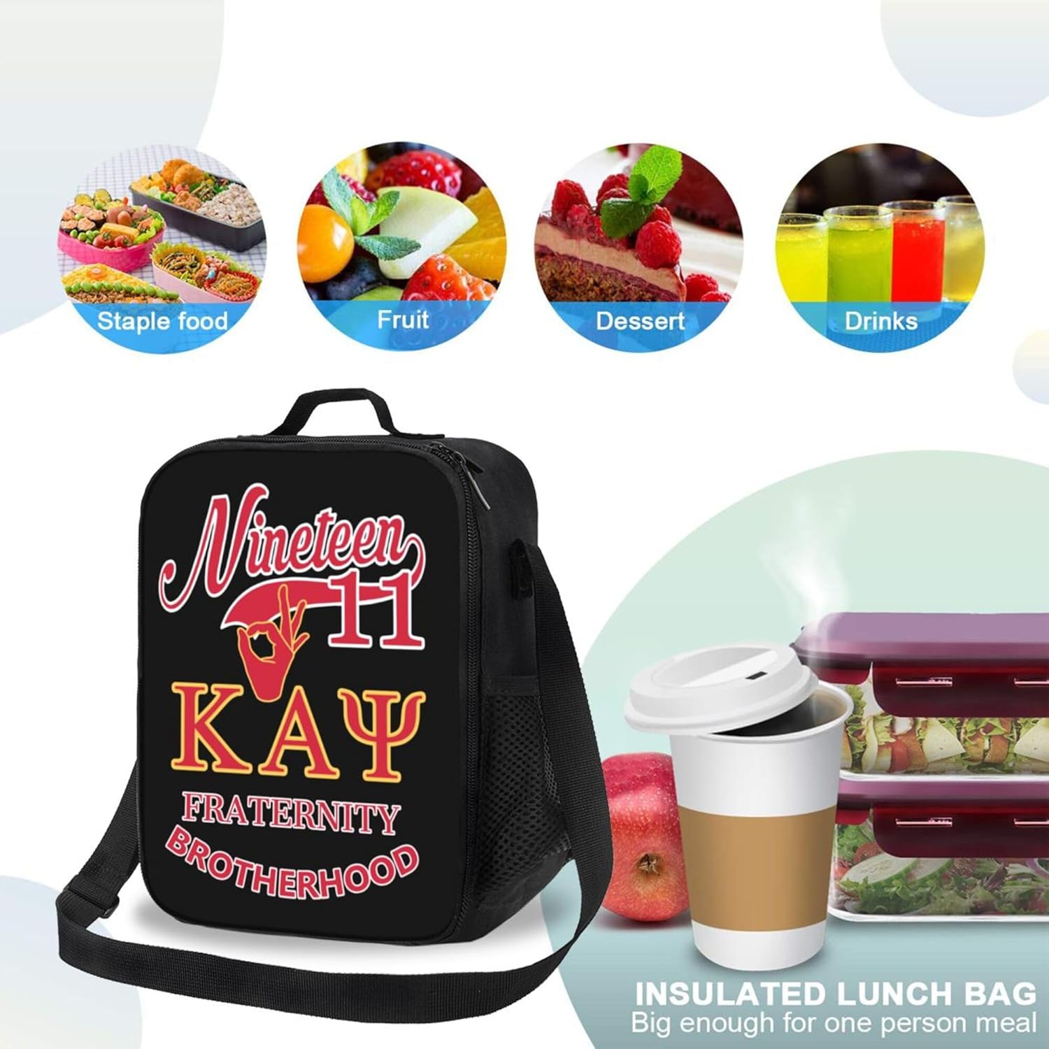 17" Laptop Backpack, Insulated Lunch Tote & Pouch Durable Daypack Set Fraternity Paraphernalia Gifts (Red, One Size)
