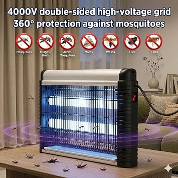 Electric Bug Zapper 35W, UV Fly Killer Lamp with 4000V High Voltage Grid, Mosquito Killer Lamp for Indoor & Sheltered Outdoor Use, Hanging Insect Killer for Flies, Mosquitoes & Moths
