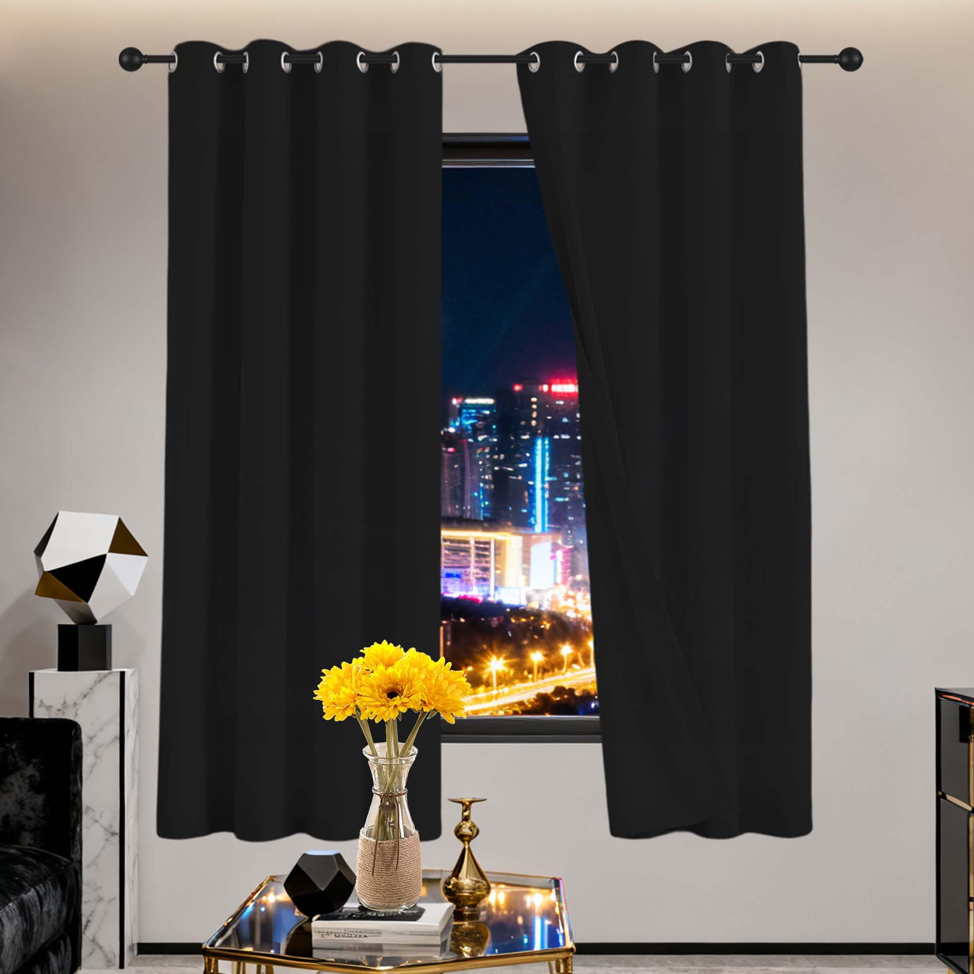 100% Bloquer Lumière Rideau Noir Obscurité Totale pour Chambre Adulte
