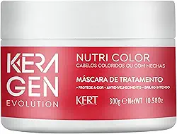 Keragen, Máscara de tratamento para cabelos, Coloridos e com mechas, Nutri Color, Evolution, 300g, Vermelho