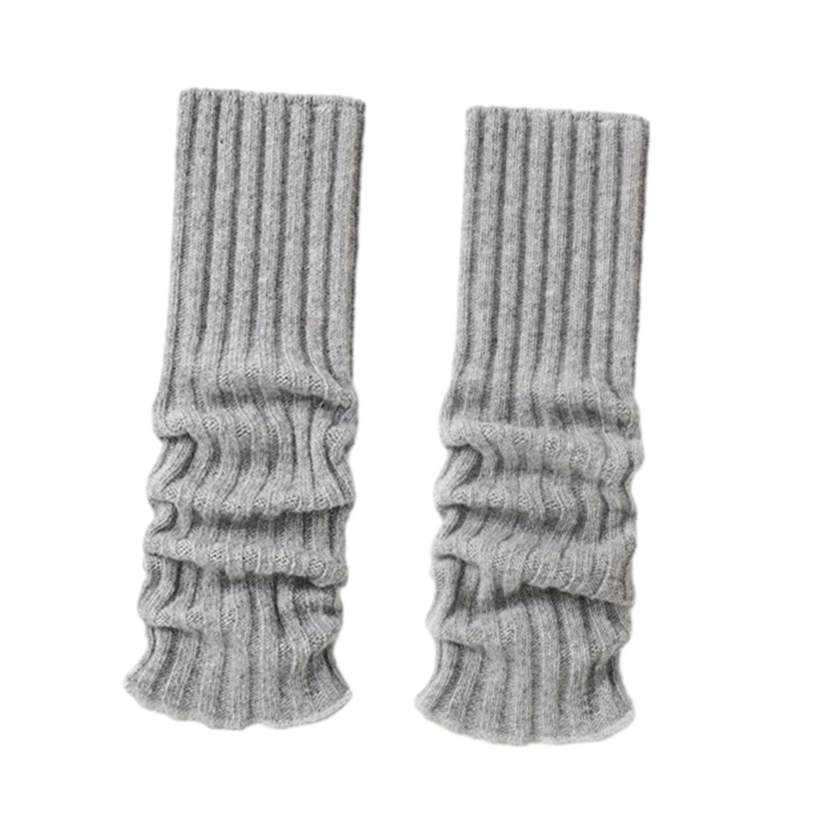 Calentadores de piernas de punto, medias altas góticas, para mujer, invierno, otoño, 44 cm, beige