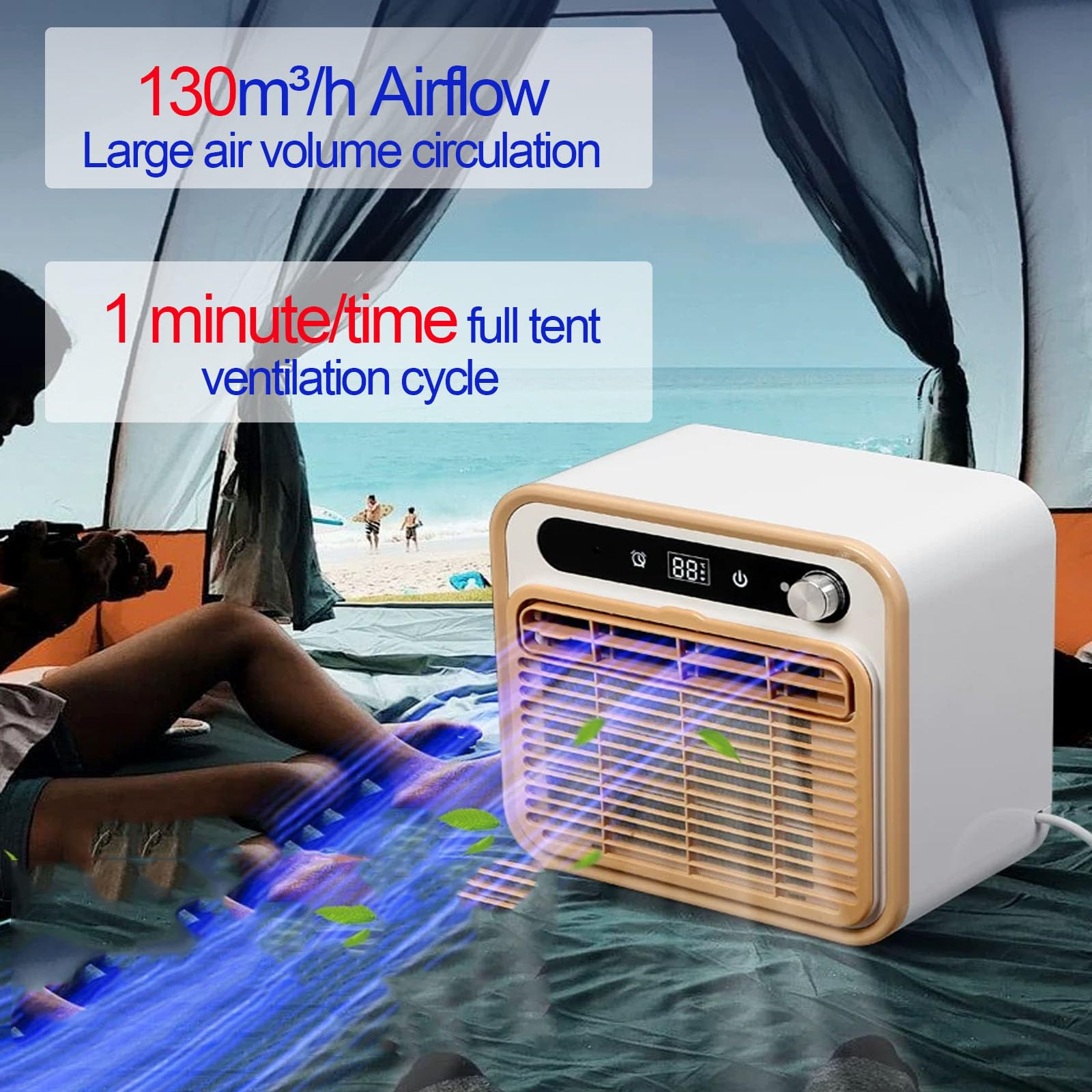 Condizionatore Daria Portatile Split da 5000 Btu, 1500 W, Silenzioso, Ideale per Campeggio, con Pannello Touch E Telecomando, Timer di 12 Ore E Flusso Daria di 130 M³/h, per 2m Tube