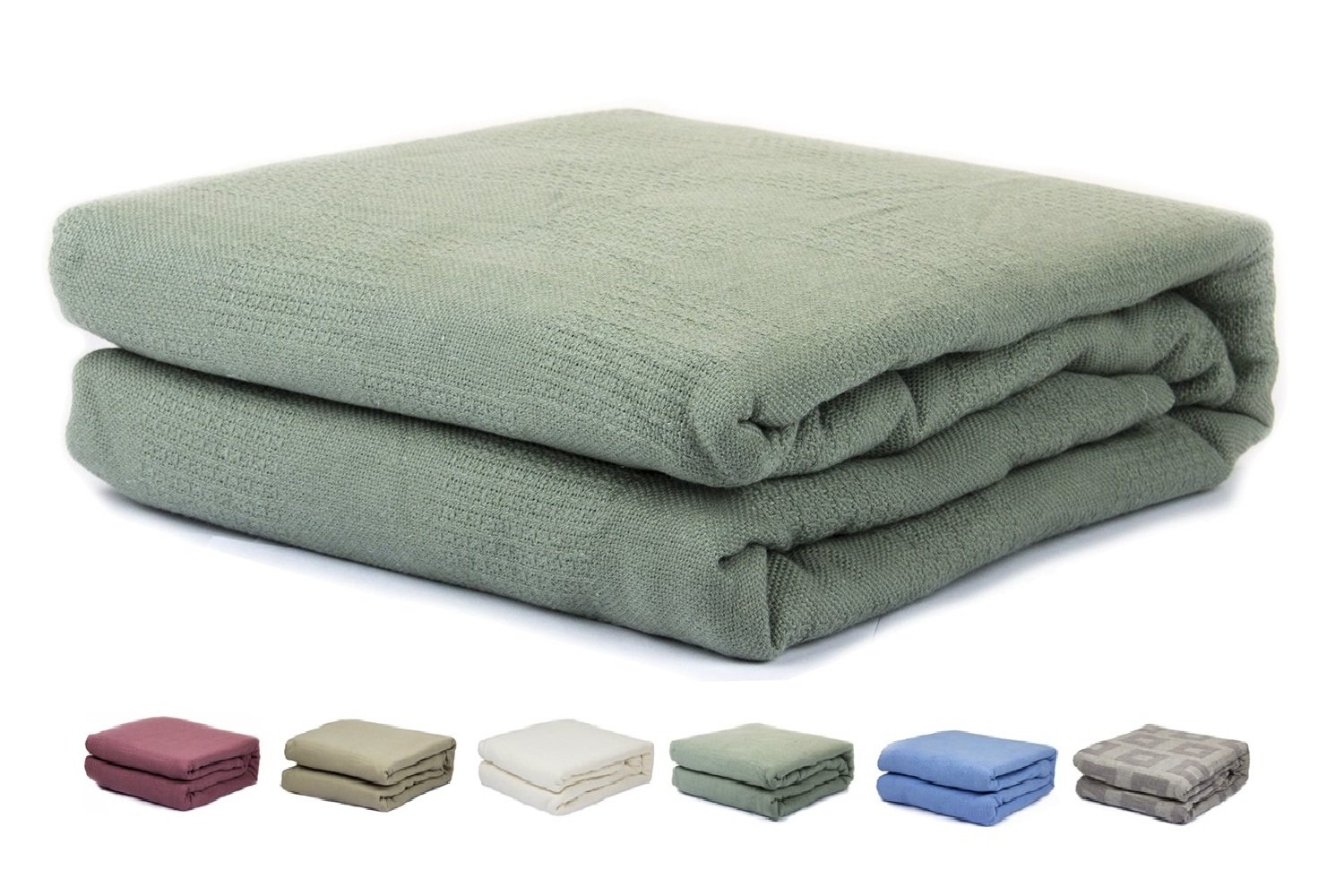2PO Twin Size 100% Cotton Thermal Blanket (Green Color)