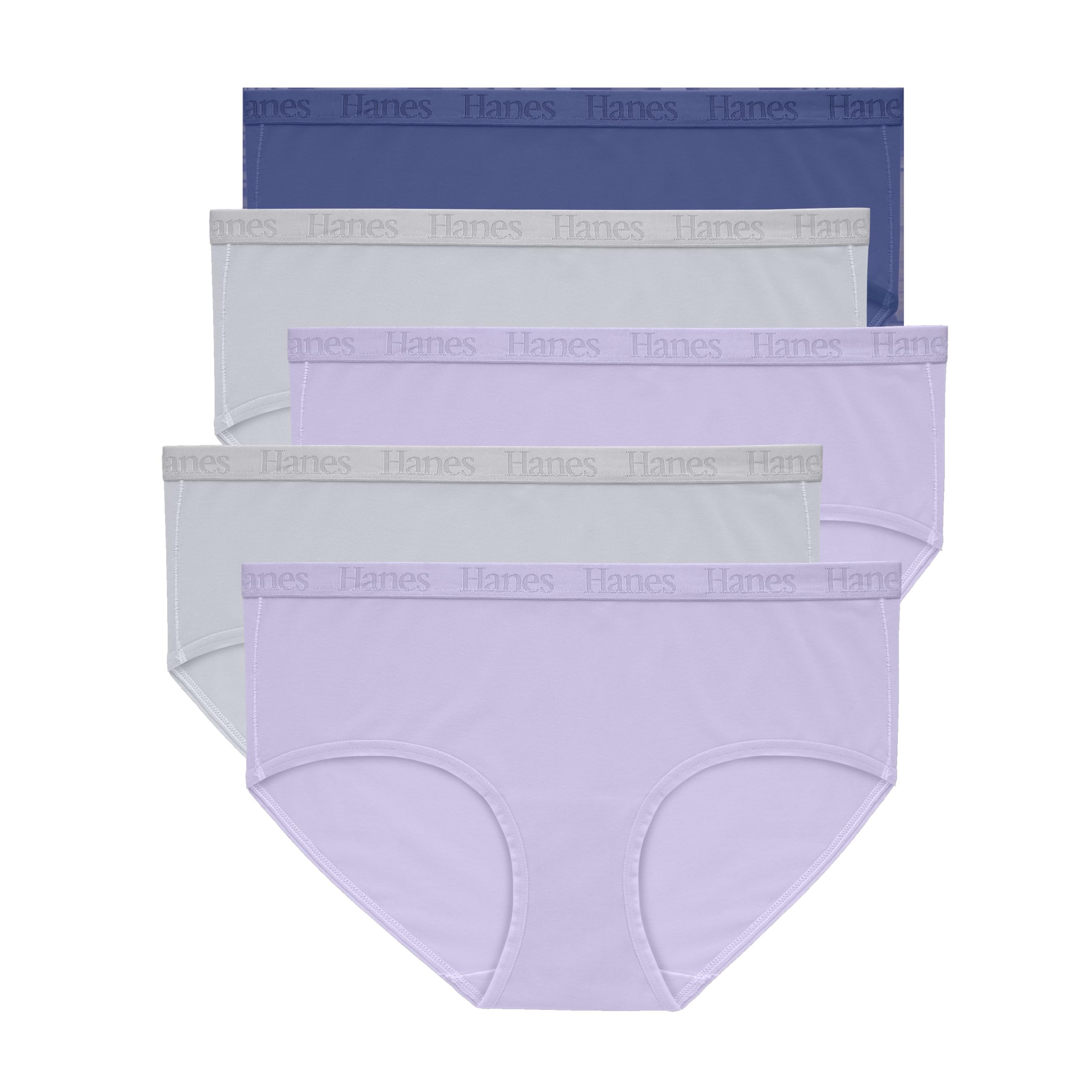 Hanes Women's Violet/Silver Opal/Silver Opal/Lavender/Lavender Originals Supersoft Hipster Pack, Panties, Viscose From Bamboo Underwear For Xxl