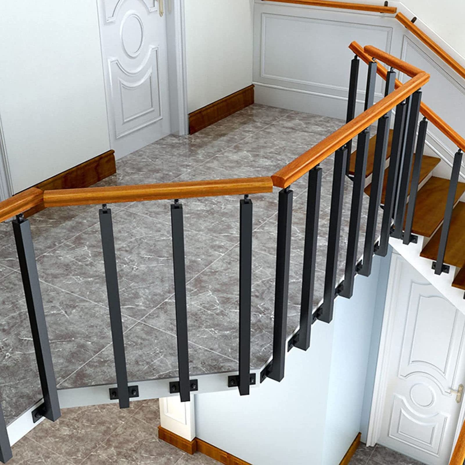 Verstellbare 270° schwarze Metall-Baluster, Deck- und Gartenspindeln für den Außenumbau, seitliche Halterung, Geländerstützsäule für stabile Konstruktion