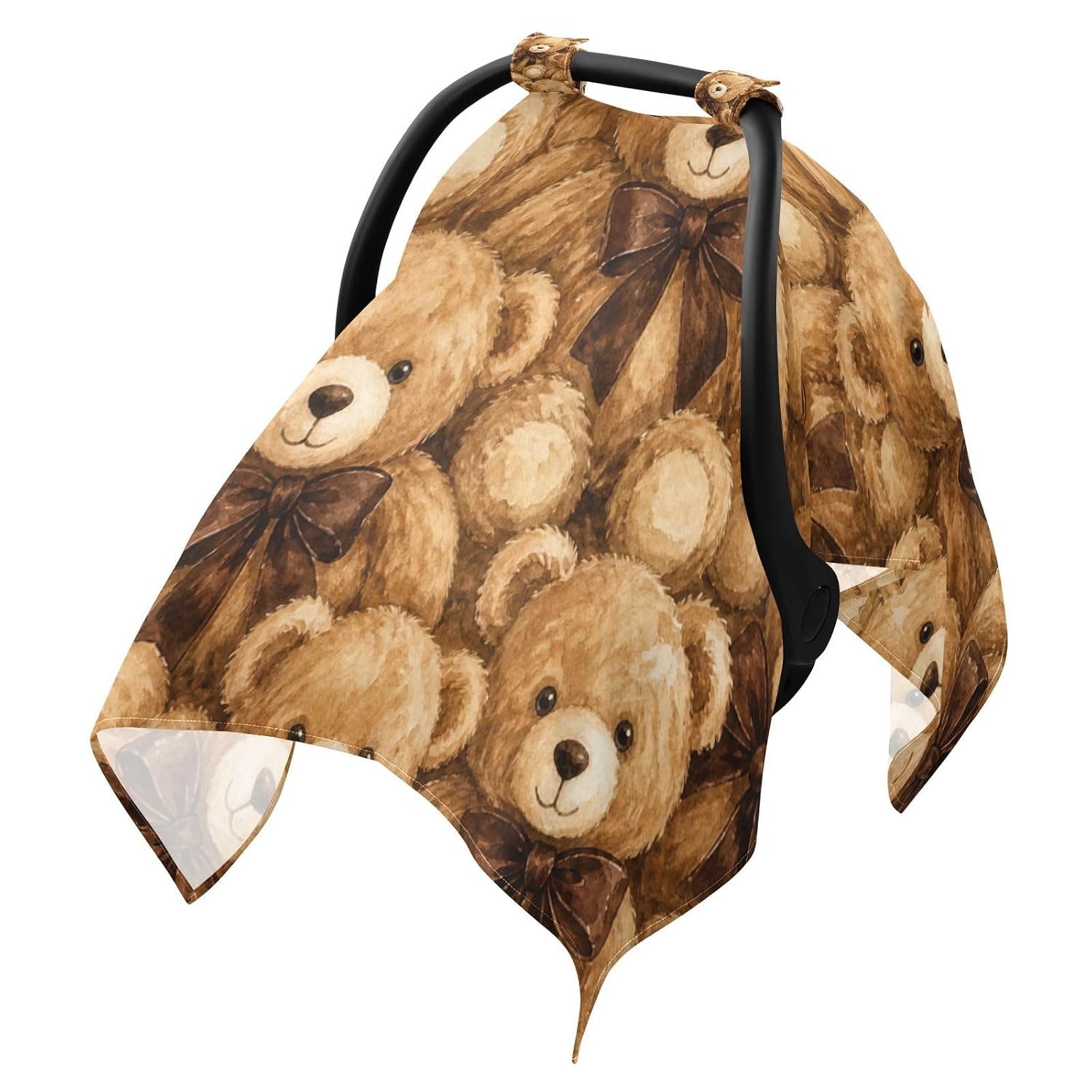 Cute Teddy Bear Brown Pattern Baby Car Seat Cover Nursing Cover Up
