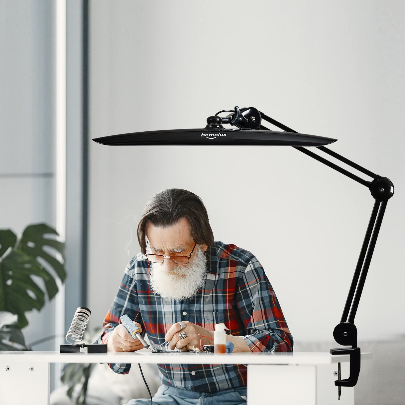 Lampada da Scrivania Morsetto, Lampada da Tavolo Dimmerabile per la Lettura di Architetto da Ufficio, LED Luminosi 117PCS, Lampada da Studio con Braccio Girevole in Metallo da 2200 lumen