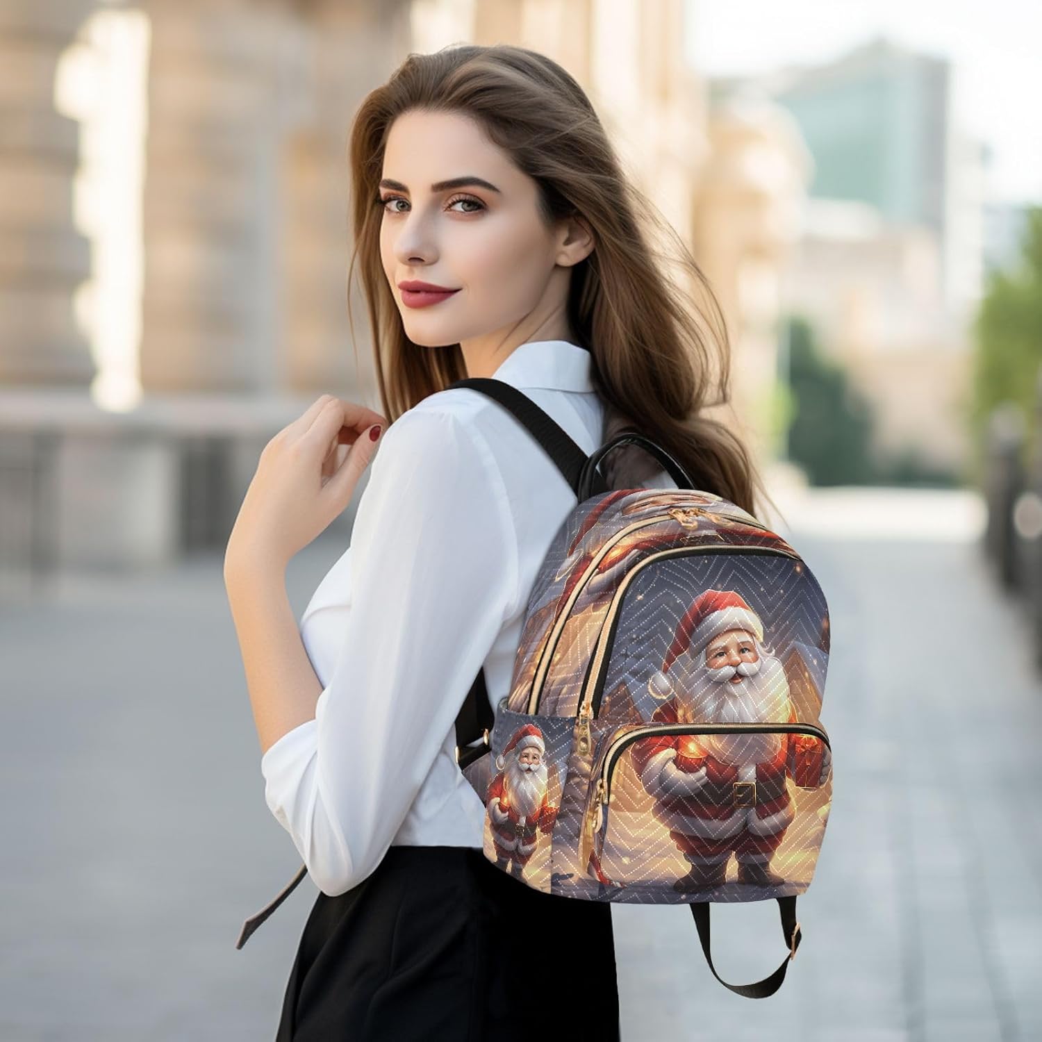 ALAZA Lovely Santa Claus Snowman Snow Christmas Women Backpack Purse Ladies Fashion Shoulder Bag Daypack Travel Bag 10L - Image 6