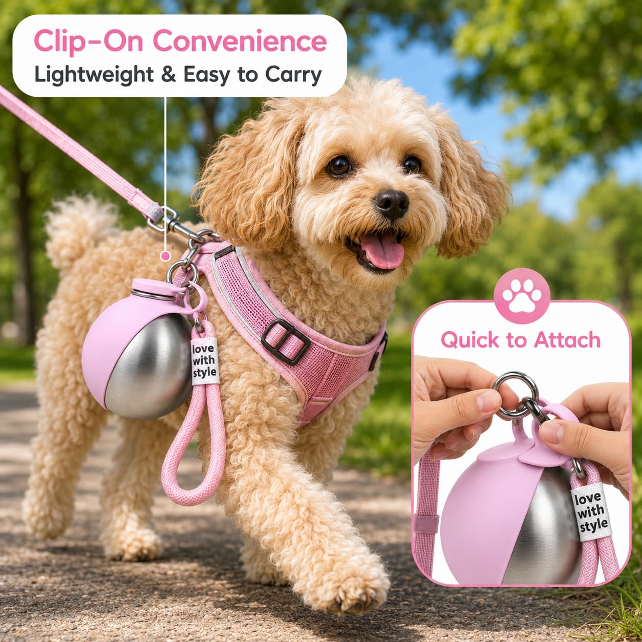 Portable Dog Water Bottle with Bowl for Small Dogs, Puppies, and
