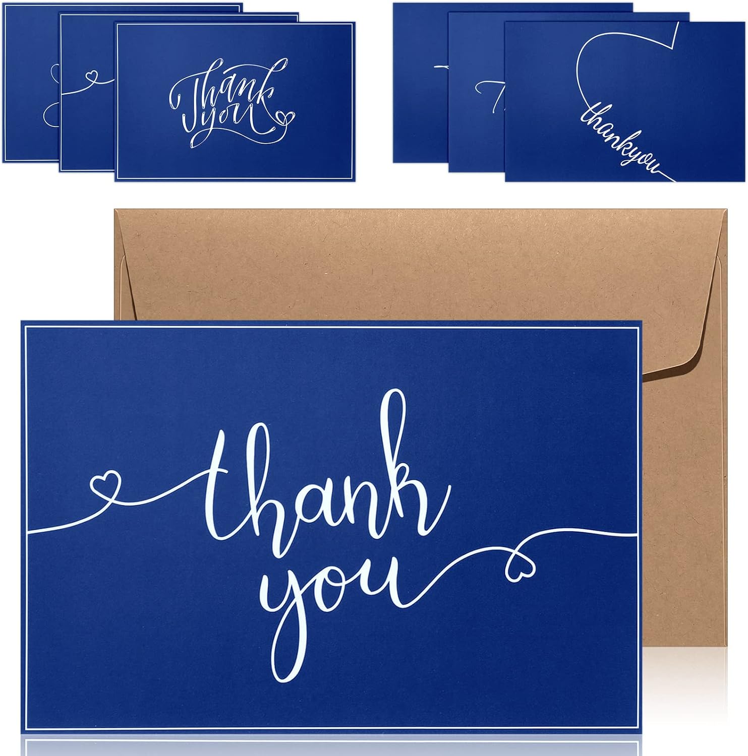 Aazon.co : 100 Navy Blue Thank You Cards With Envelopes ,Stickers - View #7