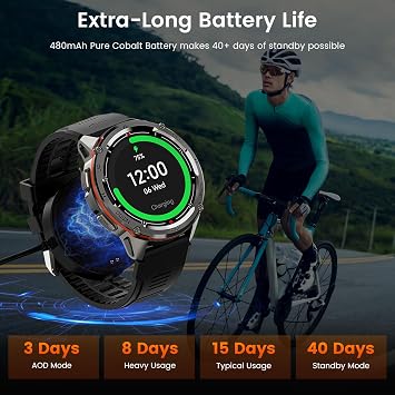 AMAZTIM GPS Smart Watch for Men, 6 Satellite Positioning, Compass, Stainless Steel Body, 50M Waterproof, 470mAh Extra-Large Battery, Answer/Make Call, 1.43 AMOLED Screen, Compatible for Android iOS