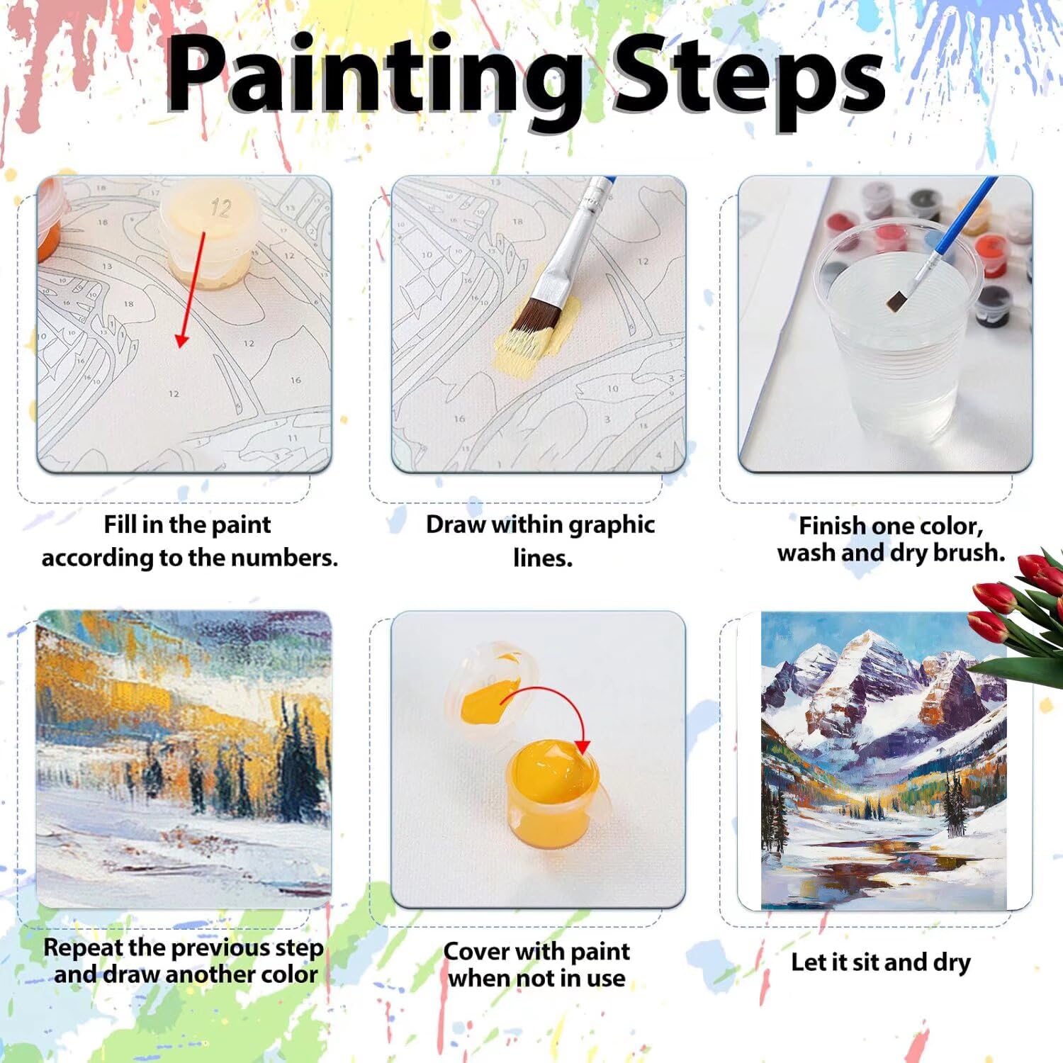 Pintar por Numeros Adultos pintar por numeros niños manualidades niños 10 años, DIY Pintar por Números de Pincel y Pintura acrílica Decoraciones para el Hogar Manualidades, sin Marco 60x80cm C-222