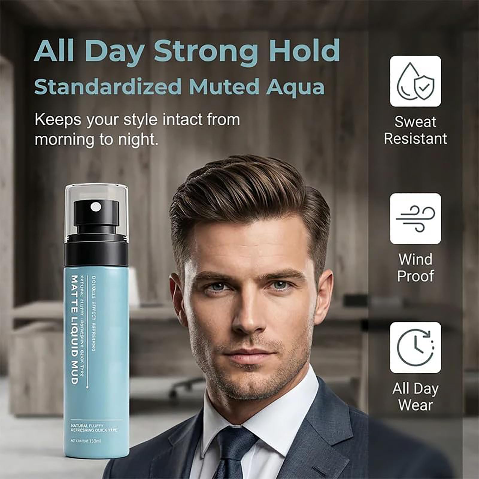 Fango Spray per Capelli Styling Opaco ad Asciugatura Rapida da Uomo, Spray Testurizzante per Capelli a Tenuta Forte, Fango Liquido Opaco, Spray dalla Texture Volumizzante Leggera (3pcs)