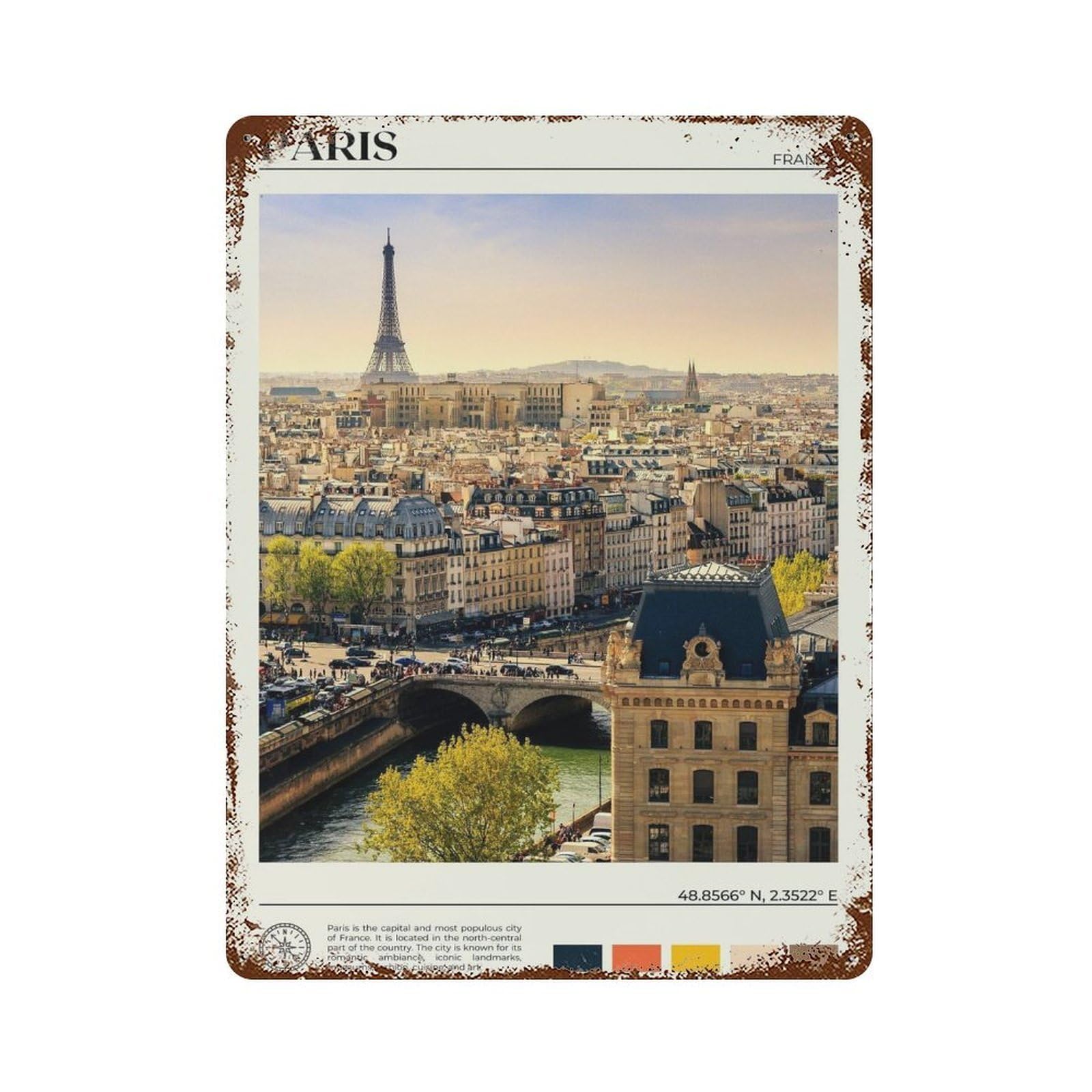 xiaoxiaoshen Real Photo Paris Decor France Wall Decor Art Metal Tin Poster Modern Home Decor Art Home Bar Shop Decorations Vintage Sign 40x30cm