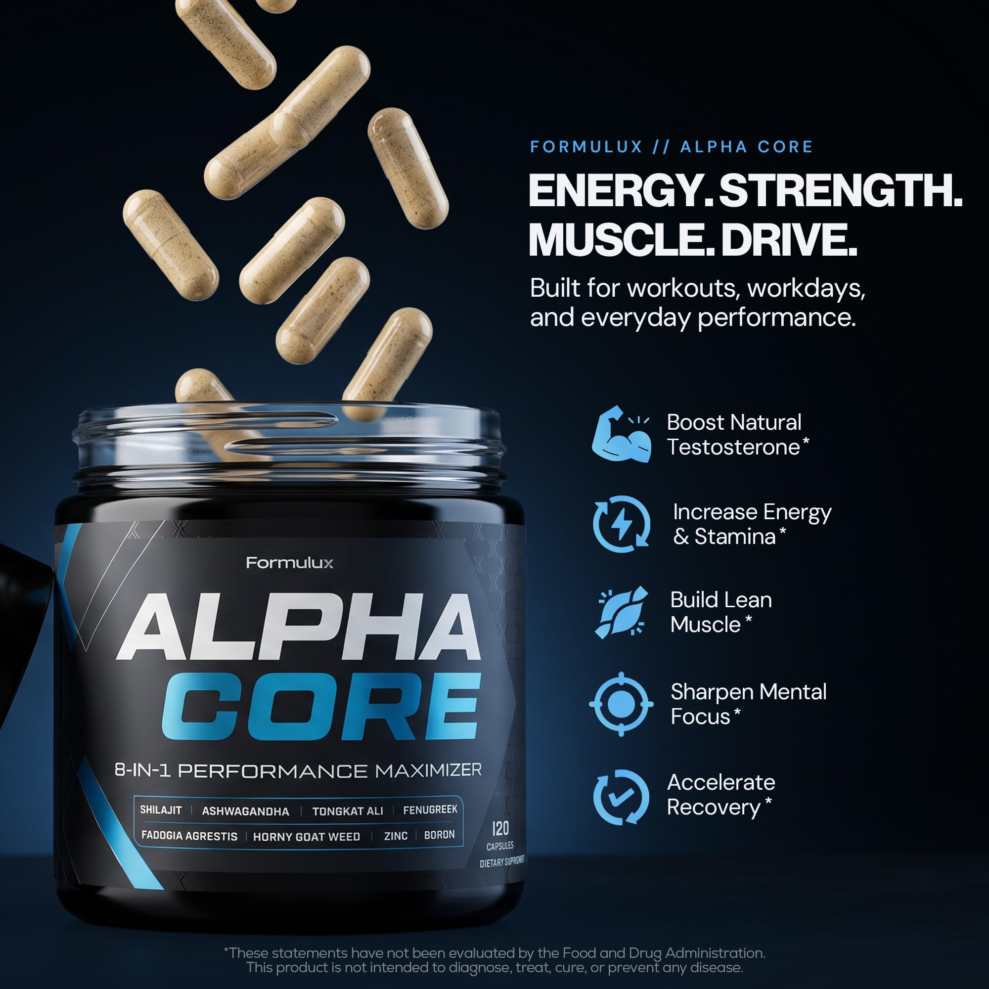 Alpha Core 8-in-1 Testosterone Booster for Men — Amazon image 3