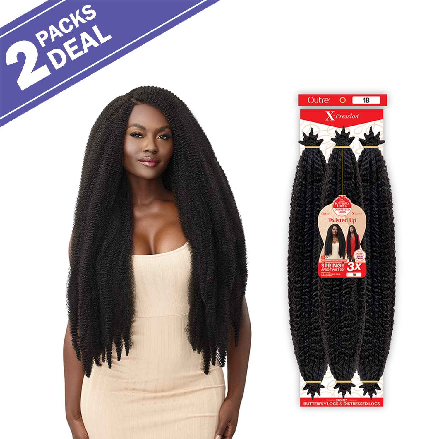 Outre Crochet Braids X-Pression Twisted Up 3X Springy Afro Twist 30" (2-PACK, 613)