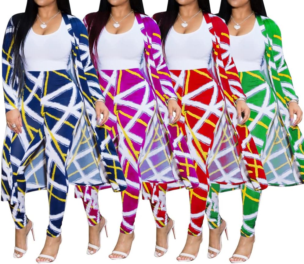 A ADILACA Womens 2 Piece Outfits Floral Print Open Front Cardigan and Pants Set (14 Color, S-4XL) - Image 6