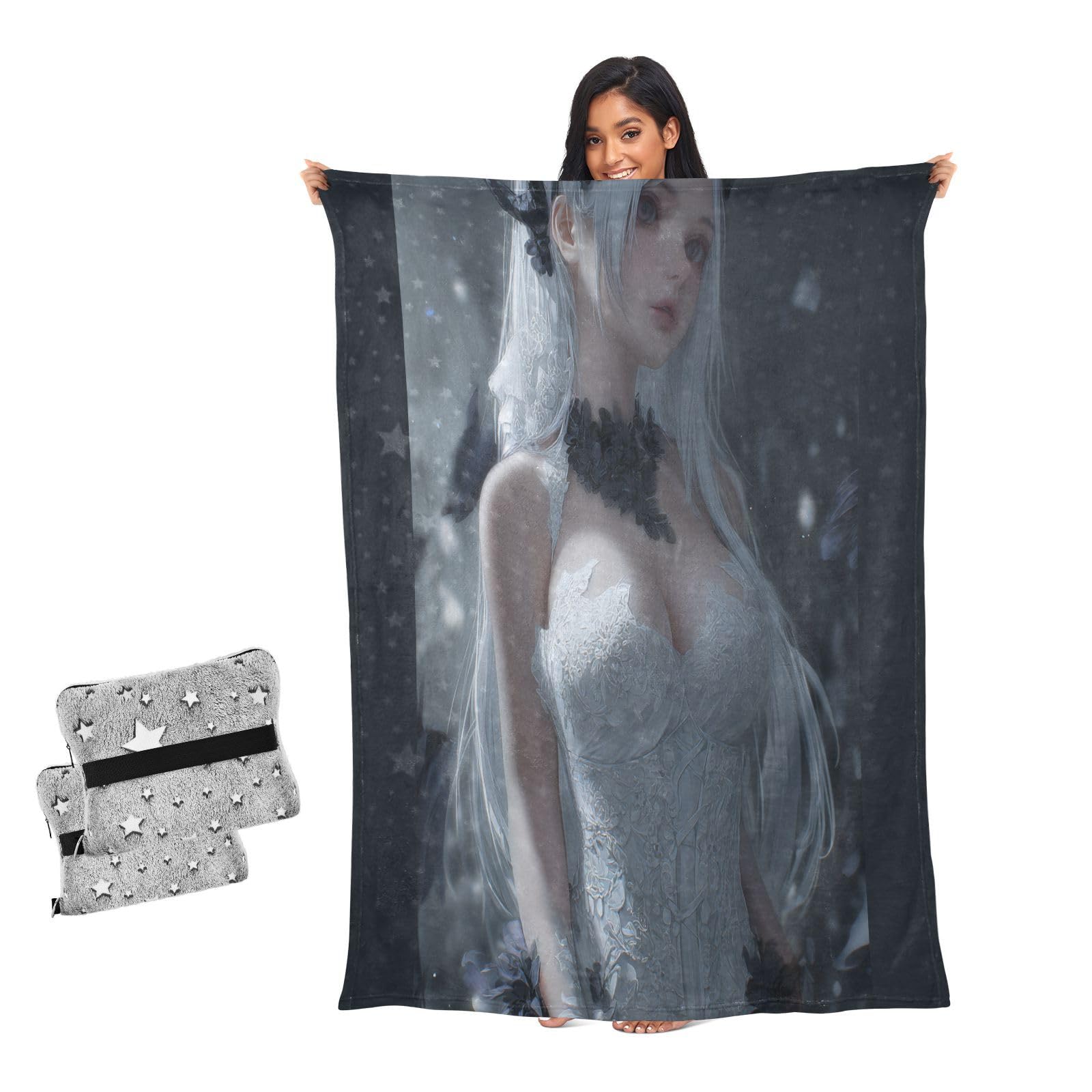 Couverture douce pour lit cadeau original homme et femme motif chèvre
