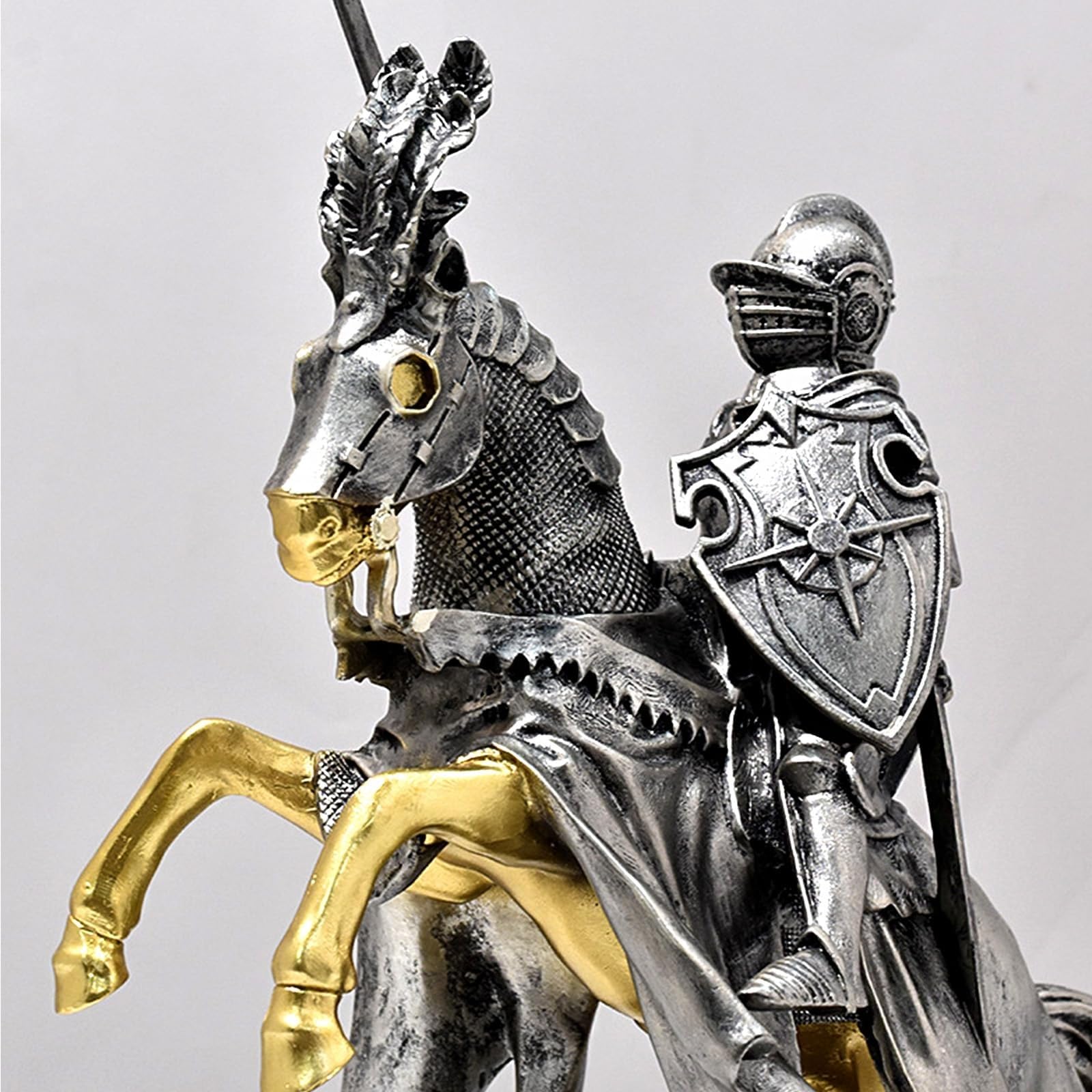 Figurka wojownika z brązu, z żywicy, 34 cm, kolekcja, legendarna średniowieczna rzeźba rycerza, szermierz, strażnik, wojownik, kolekcja prezentów do domu, biura