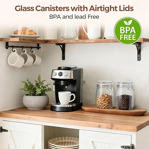 Miniatura 7 de ComSaf Tarro de vidrio hermético con tapa de 25 onzas, juego de 6, recipientes de almacenamiento de vidrio con tapas, recipiente de vidrio, frascos