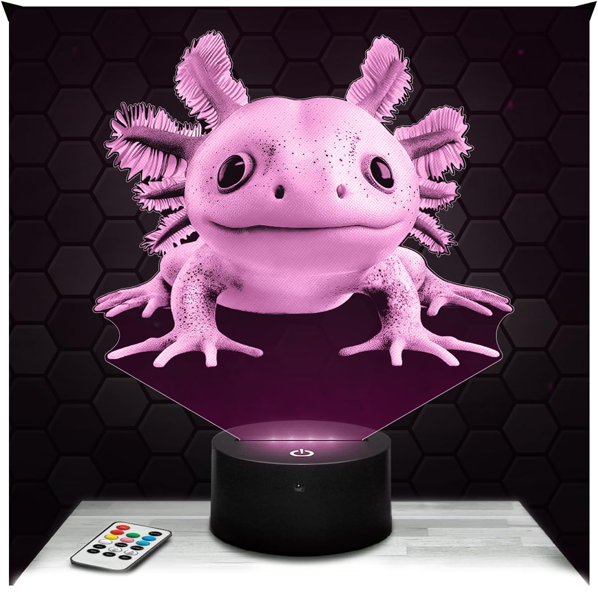 Lampephoto.fr - Axolotl 3D Lamp Animal Touch Night Light Led, 3D Hologram Effect, Christmas Birthday Gift Idea for Boy or Girl, Room Decoration Object