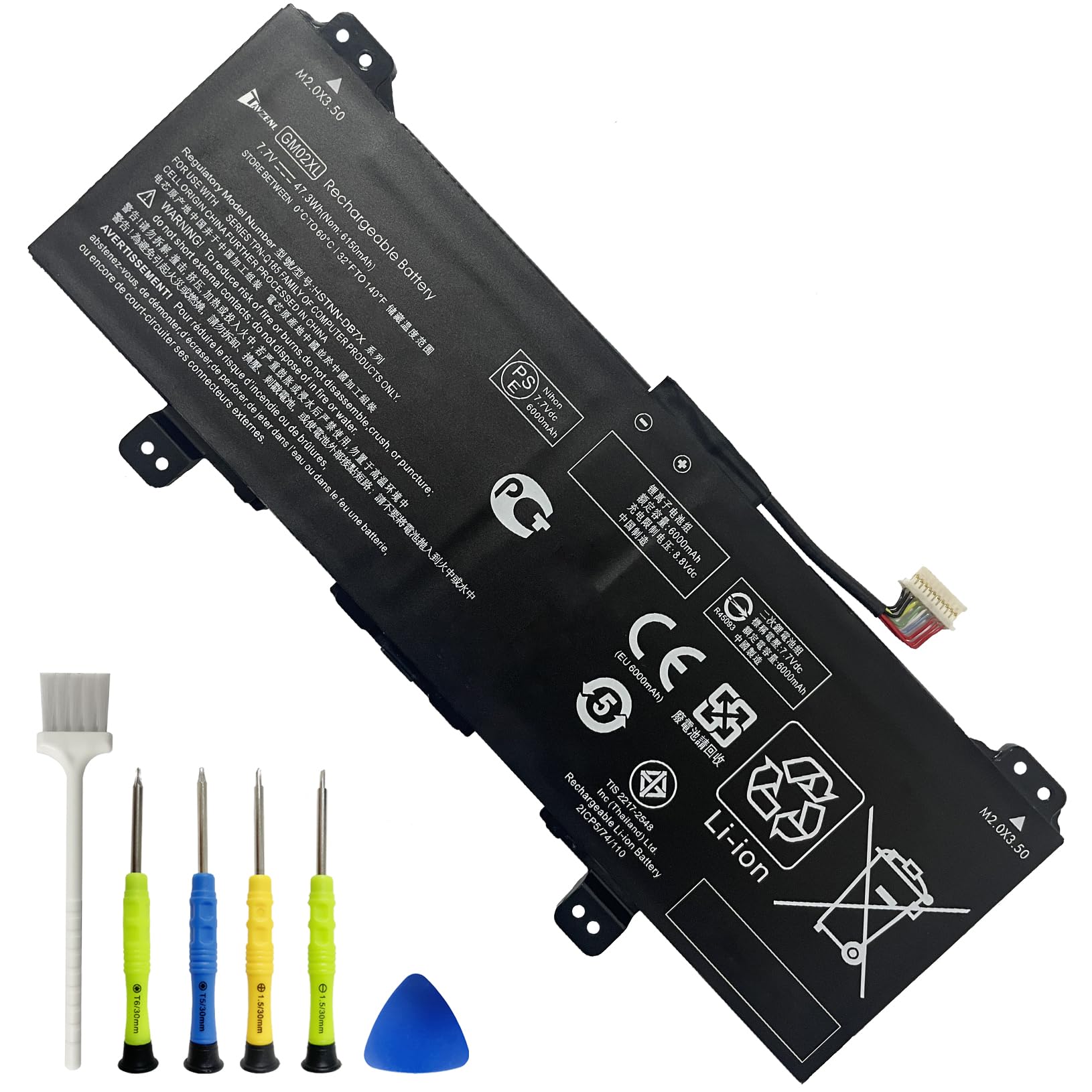 Amazon.com: TAVZENL GM02XL 47.3Wh Battery Replacement for HP