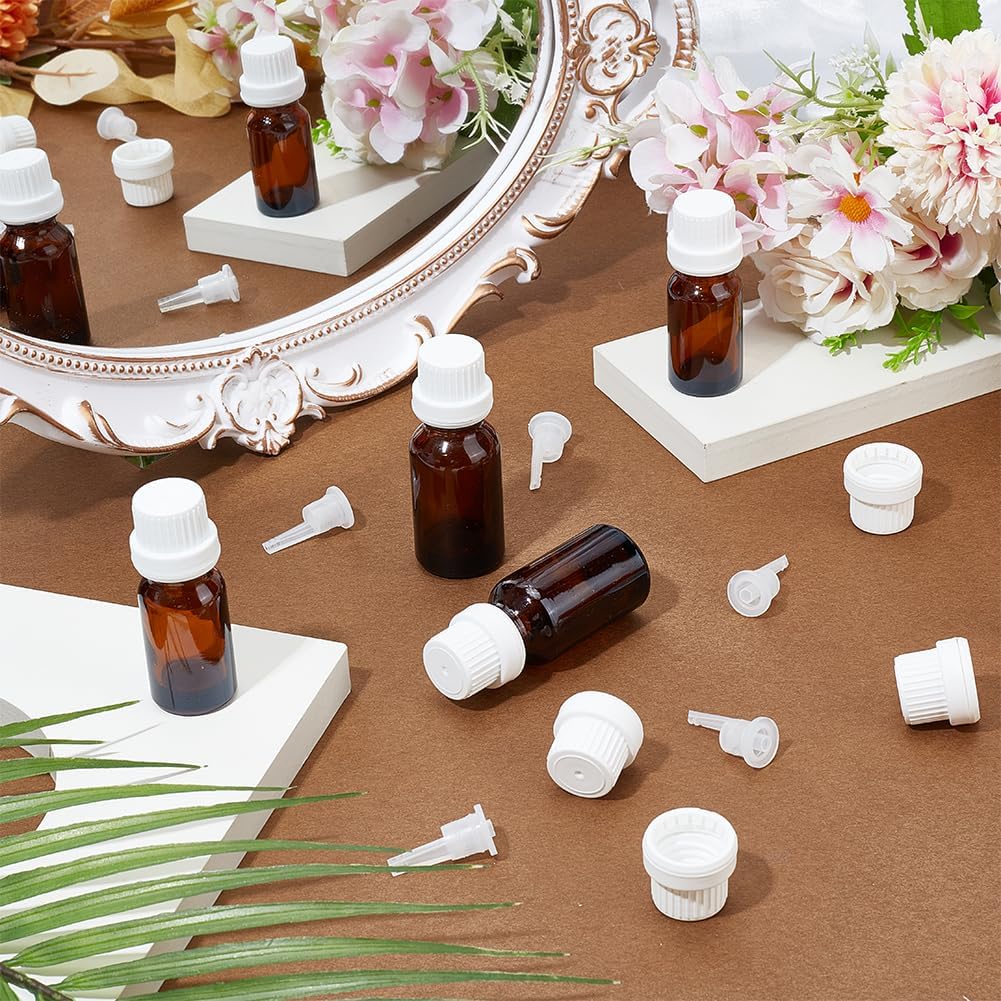 OLYCRAFT 50 Set White 18/415 Tamper Evident Caps Reusable Plastic Replacement Cap Sample Bottle Cap With Orifice Reducer Dropper Bottle Dispensing Caps For Perfume Essential Oils - Inner Diameter 19mm image 4