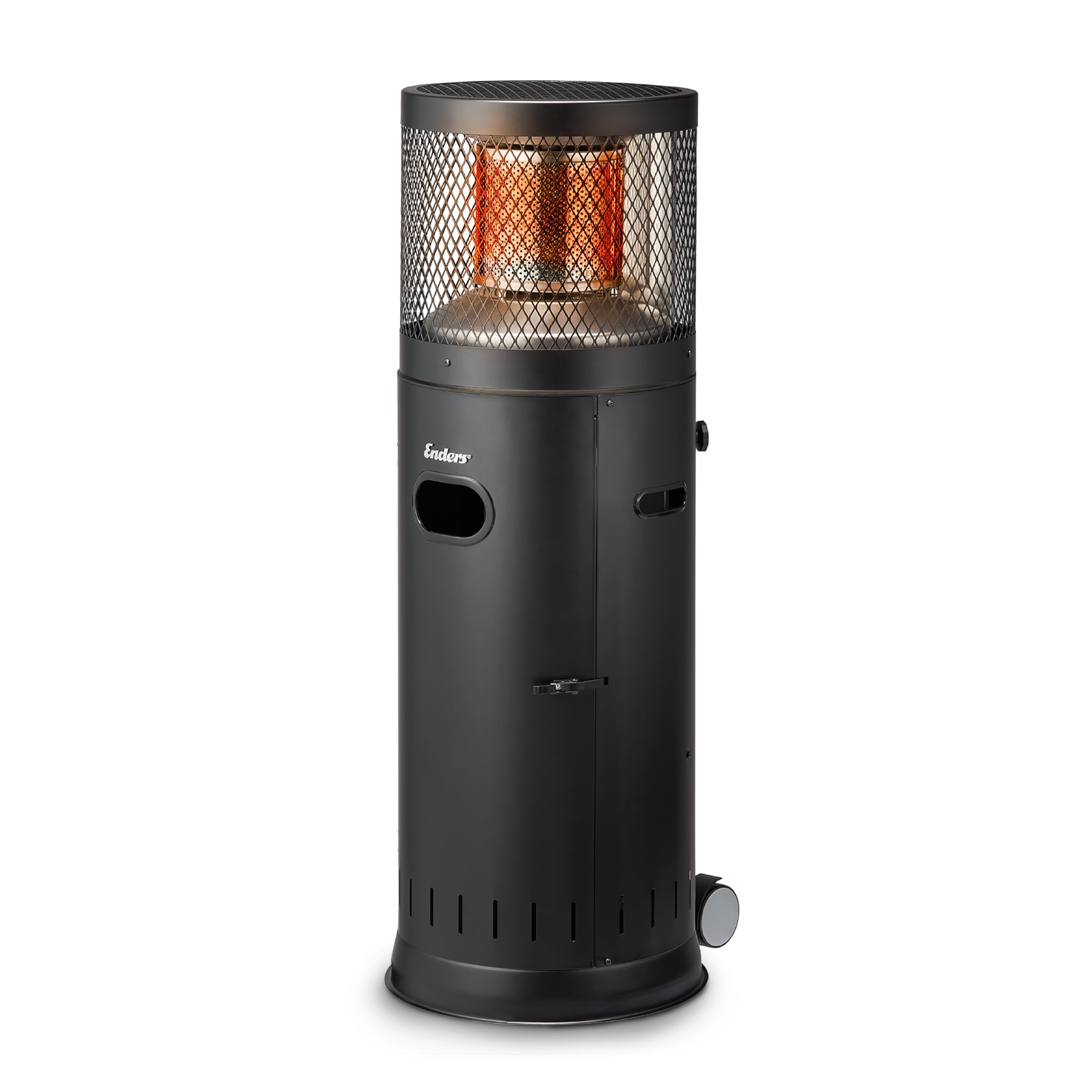 Enders® Terrassenheizer Polo Black 2.0, Gas-Heizstrahler, Terrassenstrahler mit stufenloser Regulierung 3-6kW, Edelstahlbrenner, ENDUR Reflexionssystem, Transporträder, Umkippsicherung, schwarz #5462
