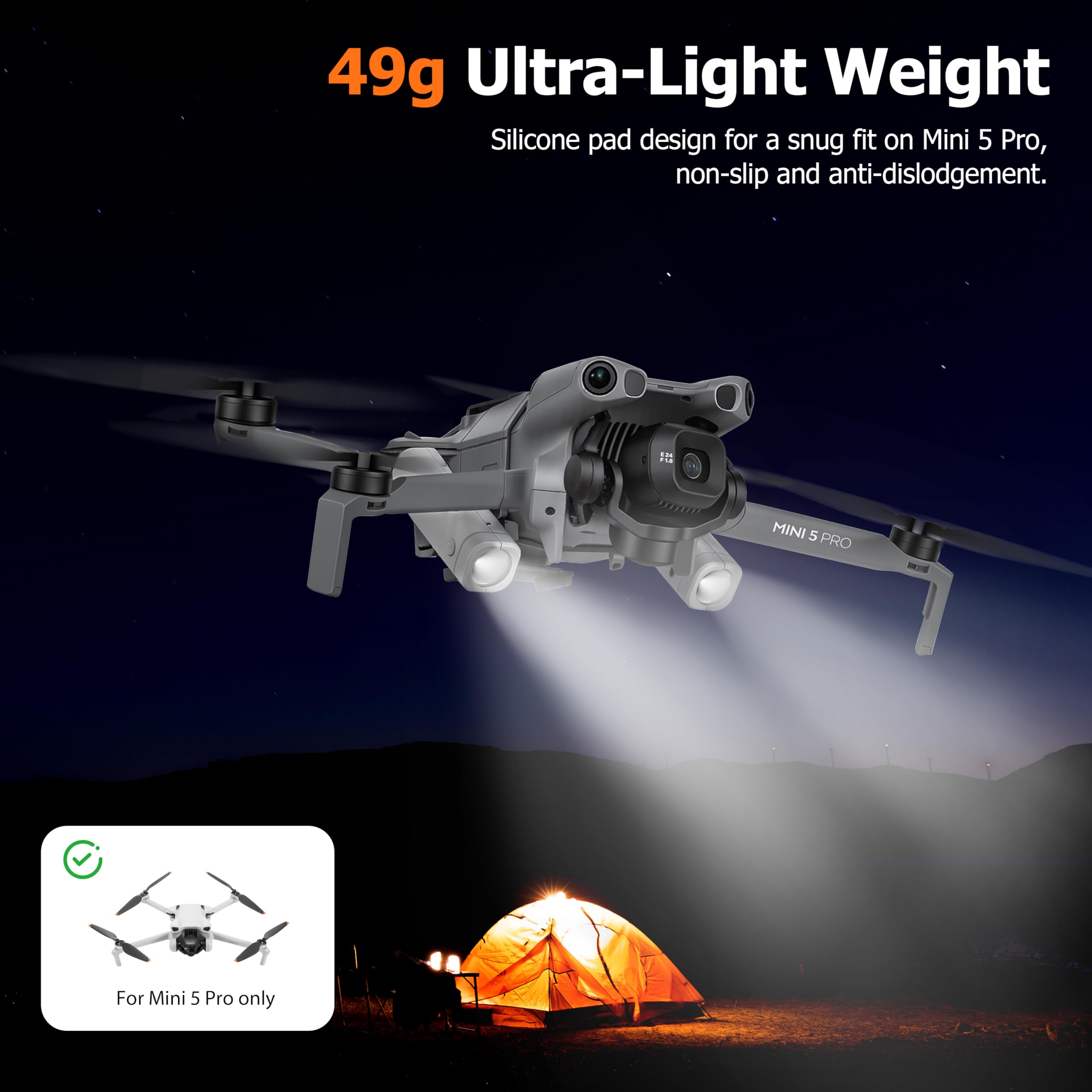 STARTRC Lámpara LED de asistencia para vuelo nocturno DJI Mini 5 Pro, accesorios para vuelos nocturnos, intermitentes de emergencia/luz de vuelo para DJI Mini 5 Pro