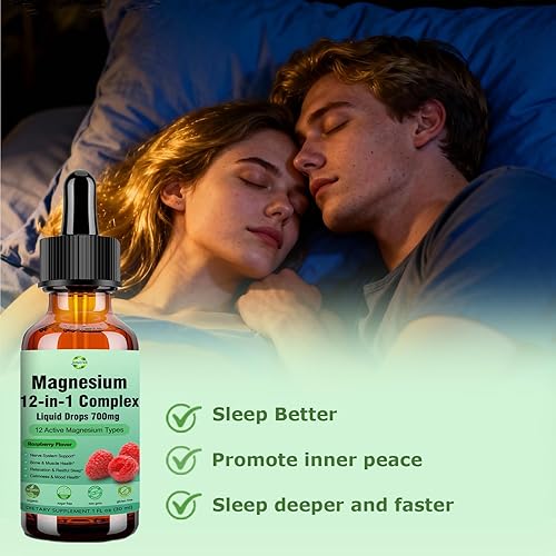 Miniatura 4 de Gotas líquidas complejas de magnesio 12 en 1 de 700 mg, citrato de glicinato de magnesio de alta absorción malato taurato y 8 formas, suplemento de