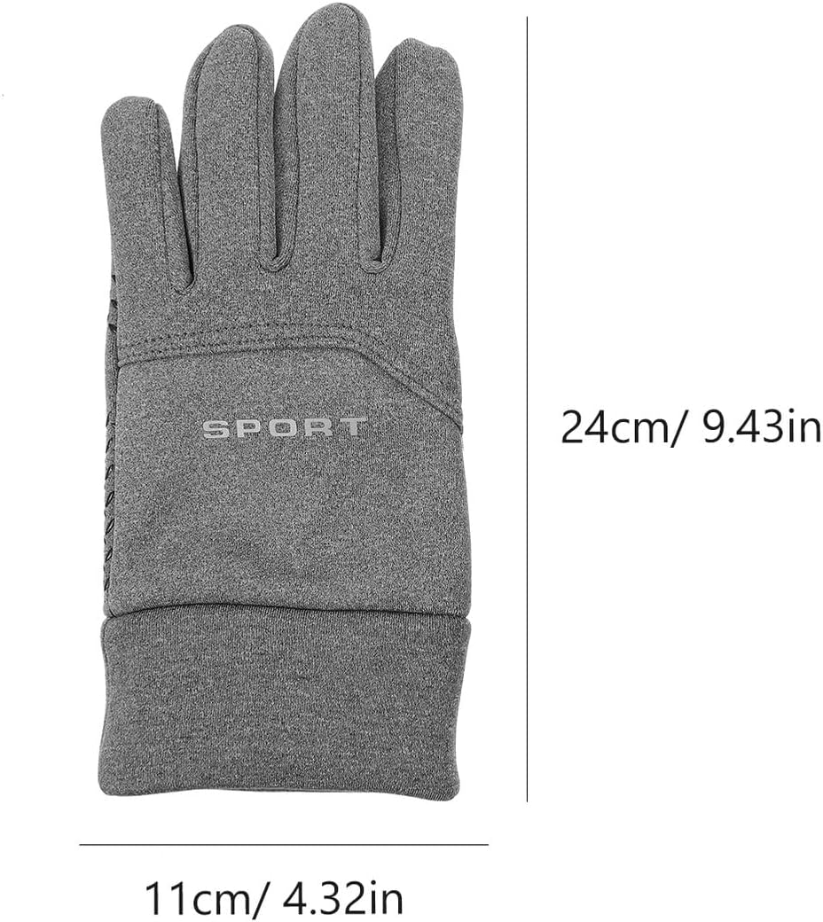 Touchscreen Gloves Men Outdoor Cycling Gloves Windproof Waterproof with Two-Finger Design Non-Slip for Cold Weather Biking Gray M