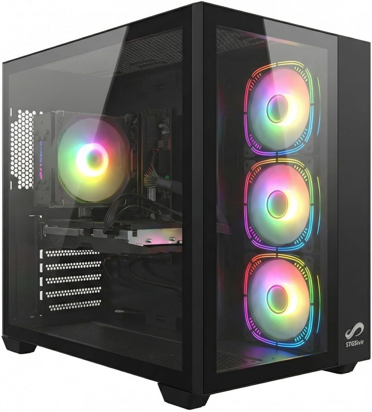 STGsivir PC Gamer Fixe,Ordinateur Gaming,GeForce RTX 2060 Super 8Go GDDR6,Core i7 up to 3.9Ghz,16Go RAM,1To SSD,WiFi 6,BT5.0,Ventilateur RGB x3,Windows11 Pro