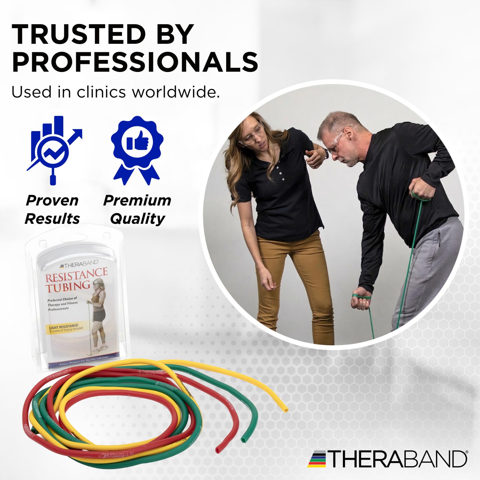TheraBand Tubo de Resistencia de látex Profesional para Parte Superior del Cuerpo, Parte Inferior del Cuerpo y Ejercicio Central, rehabilitación y acondicionamiento
