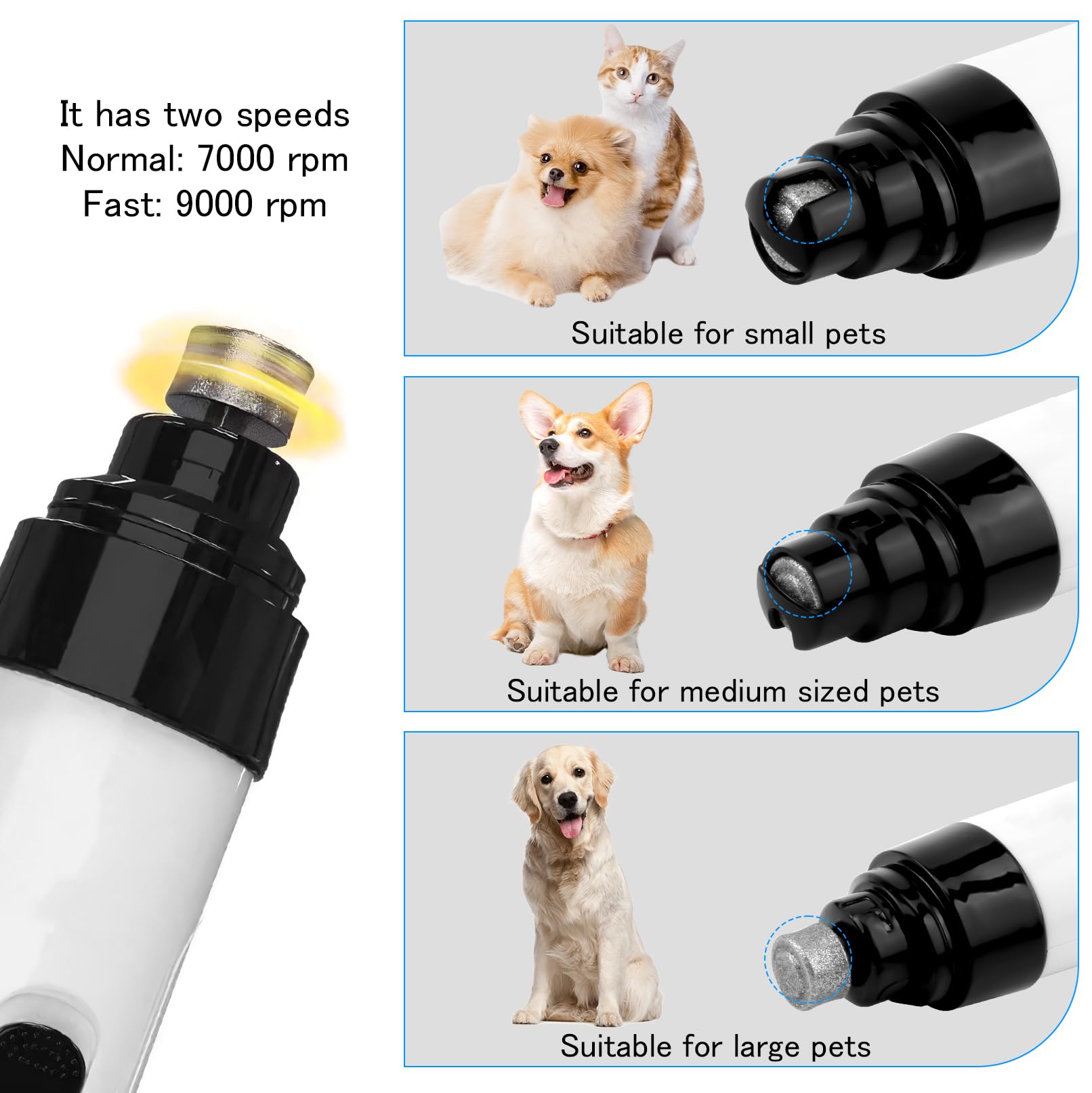 teashow Silent Dog Nail Grinder,Electric Pet Nail Trimmer Silent Groom Pro,USB Rechargeable Dog Claw Grinders Quiet Diamond Bit Puppy Nails Clippers File Trimmer for Dogs & Cat - Image 3