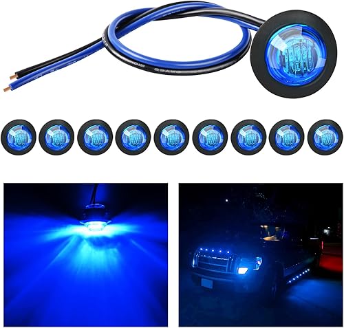 Miniatura 15 de Nilight - TL-04 juego de 10 luces LED redondas de 3/4 de pulgada, miniluces LED redondas, luces LED de gálibo delanteras, traseras y laterales